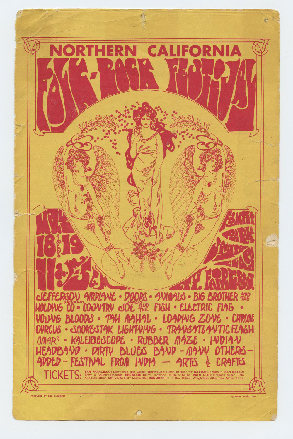 Northern California Folk Rock Festival Handbill 1968 May 18 the Doors and more