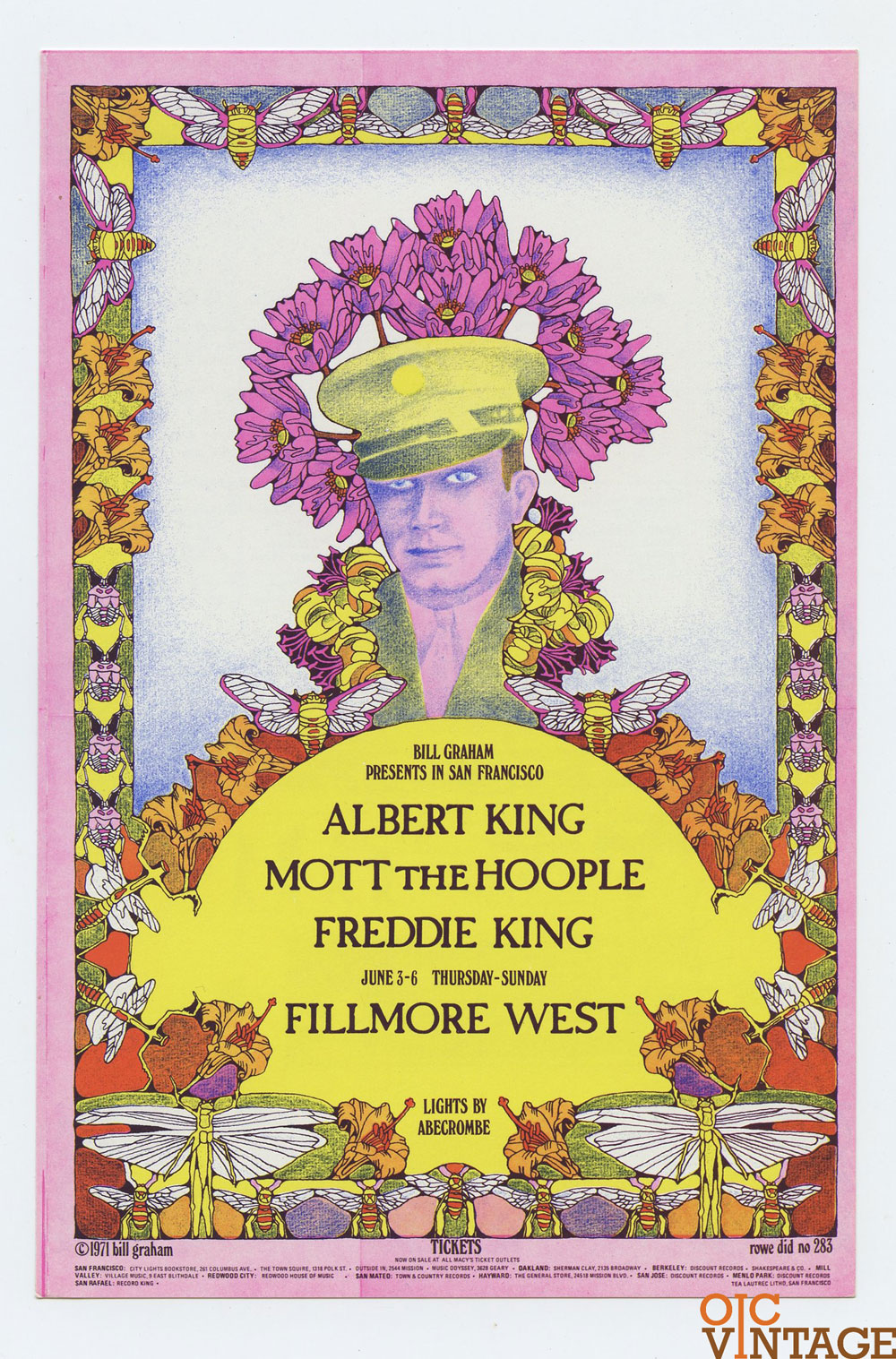 BG 283 Postcard Ad Back Albert King Freddie King 1971 Jul 3 