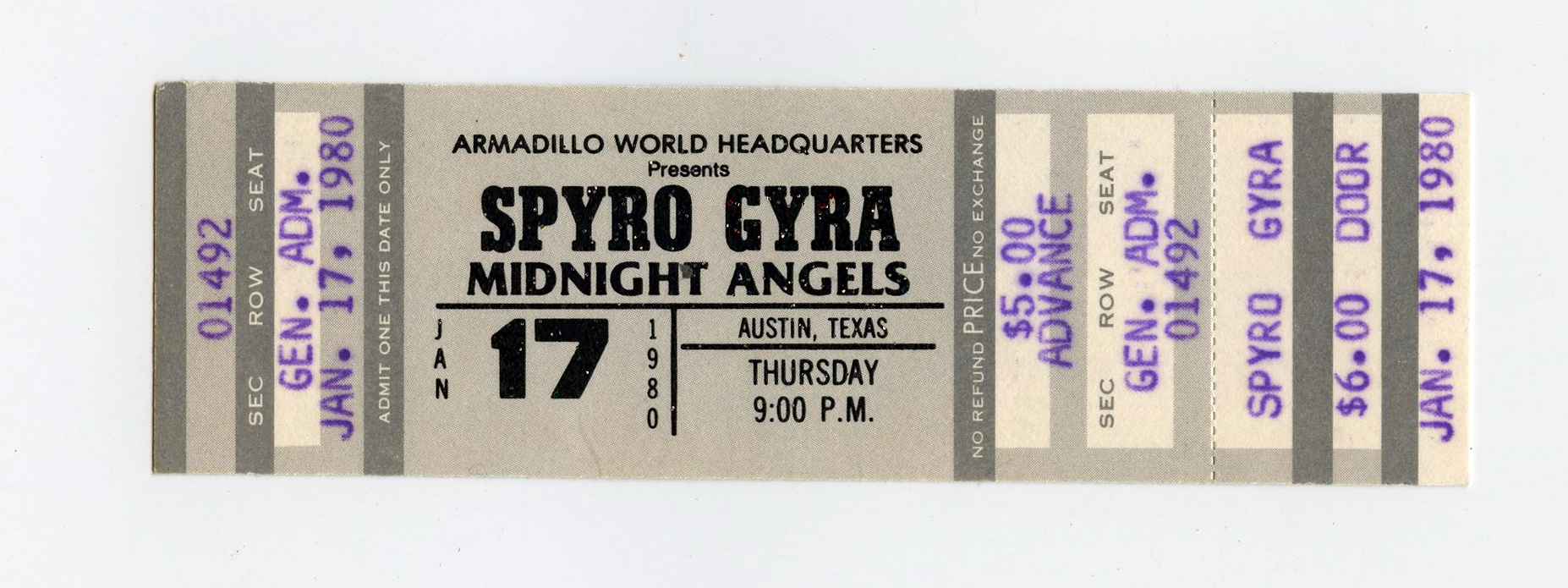 Spyro Gyra Ticket Vintage 1980 Jan 17 Austin TX 