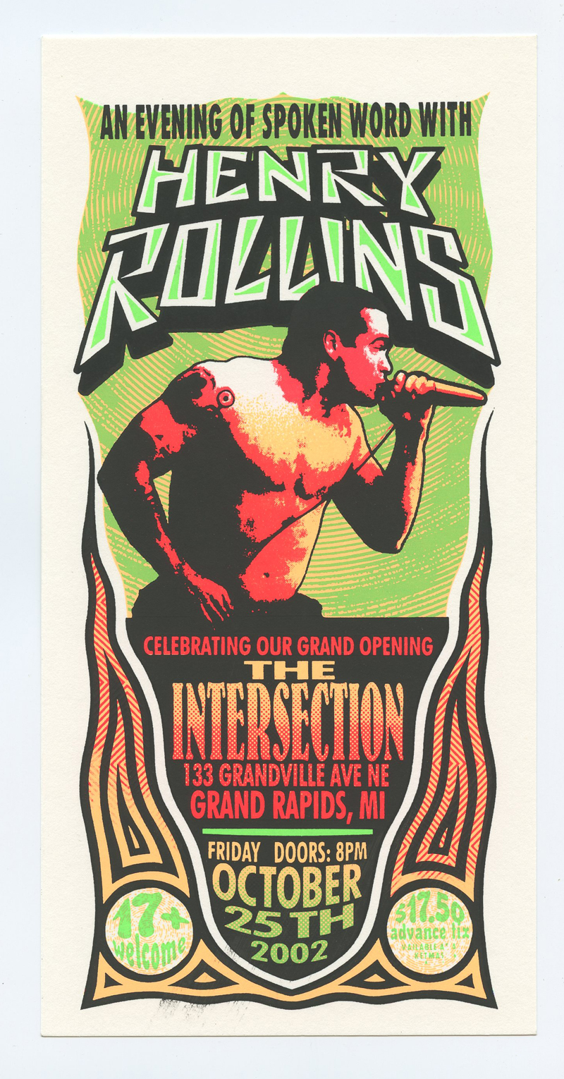 Henry Rollins Handbill 2002 Oct 25 An Evening of Spoken Word Grand Rapids MI