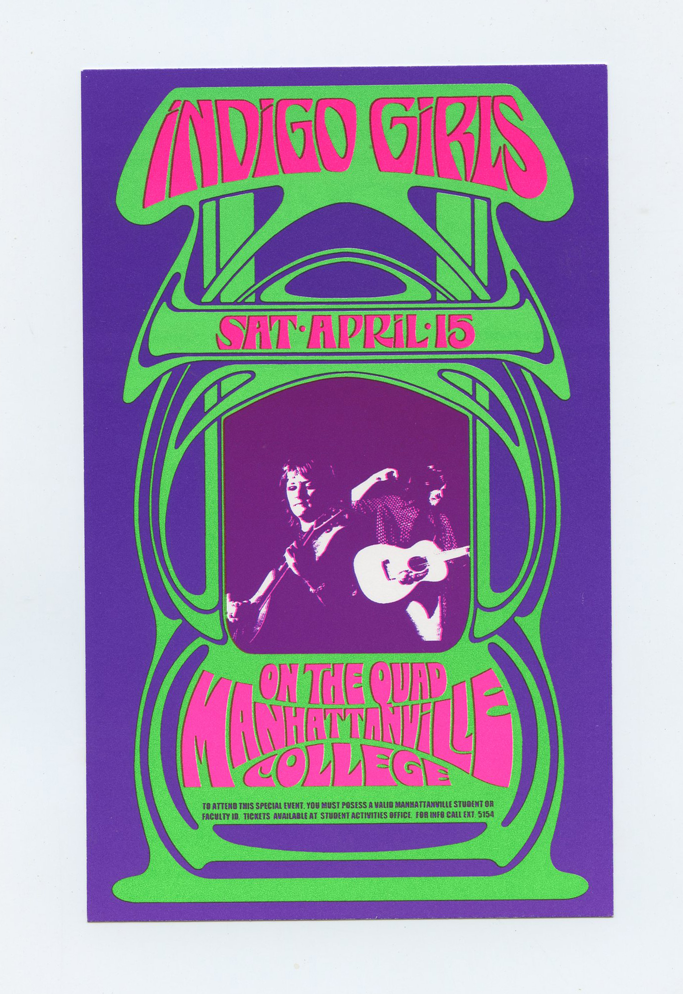 Indigo Girls Handbill Manhattanville College NY 2000 Apr 15 Bob Masse