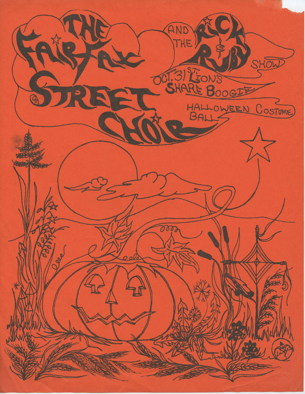 The Fairfax Street Choir Handbill 1973 Halloween Street Party San Anselmo