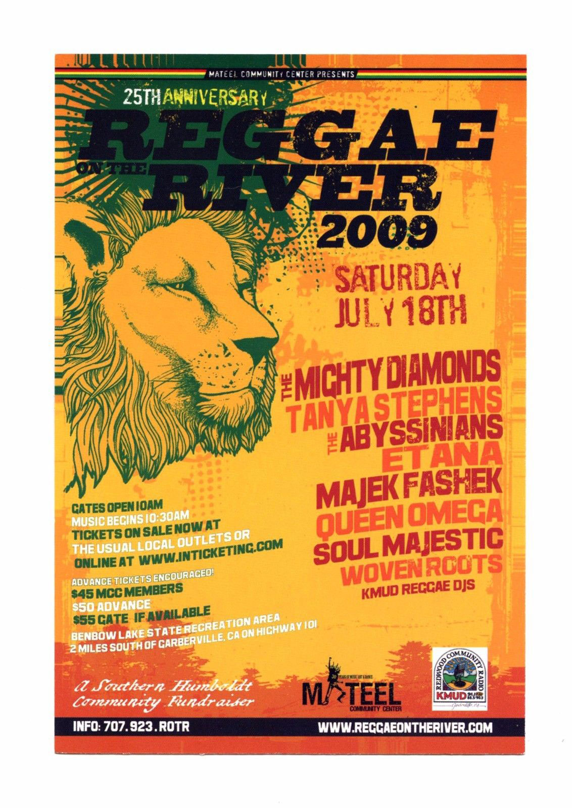 Reggae On The River Handbill 25th Anniversary 2009 July 18