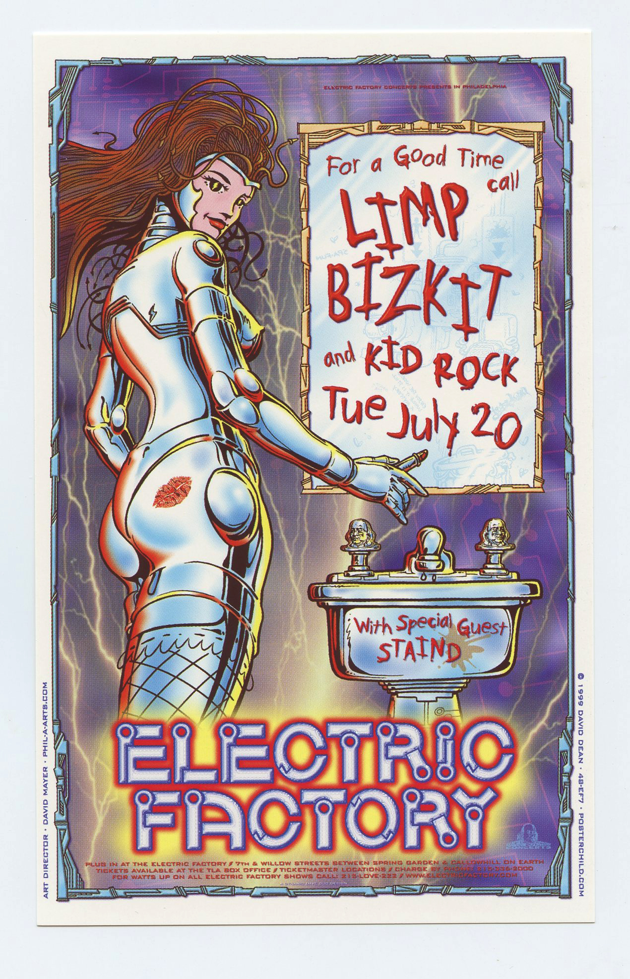 Limp Bizkit Handbill Electric Factory Philadelphia 1999 Jul 20 David Dean