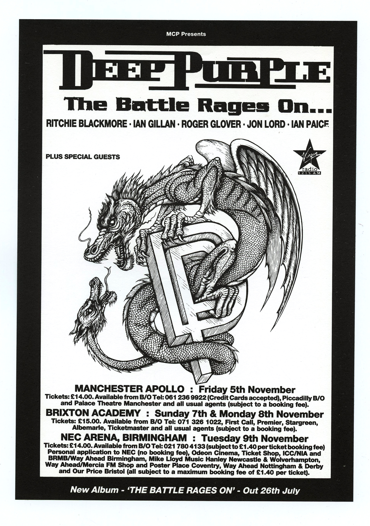 Deep Purple Handbill 1993 Nov 5 The Battle Rages Europe Tour
