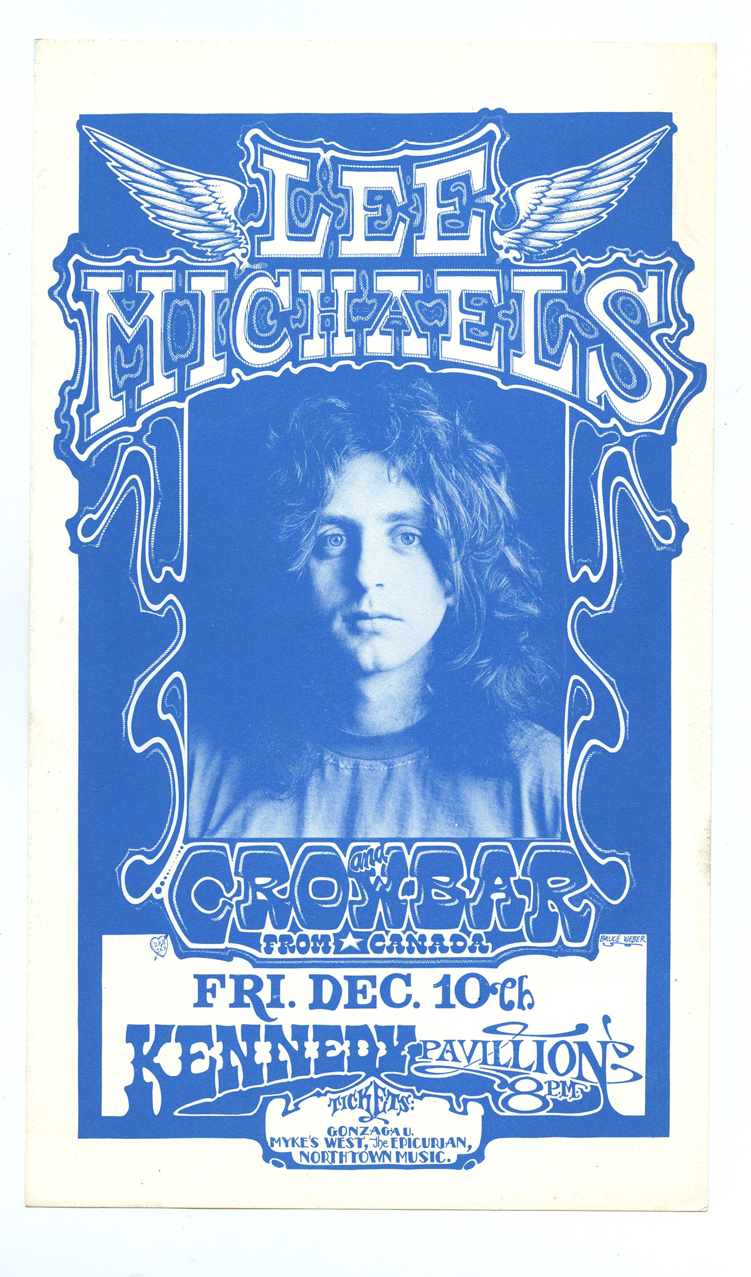 Lee Michaels Handbill Kennedy Pavilion Spokane 1971 Dec 10 Bruce Weber