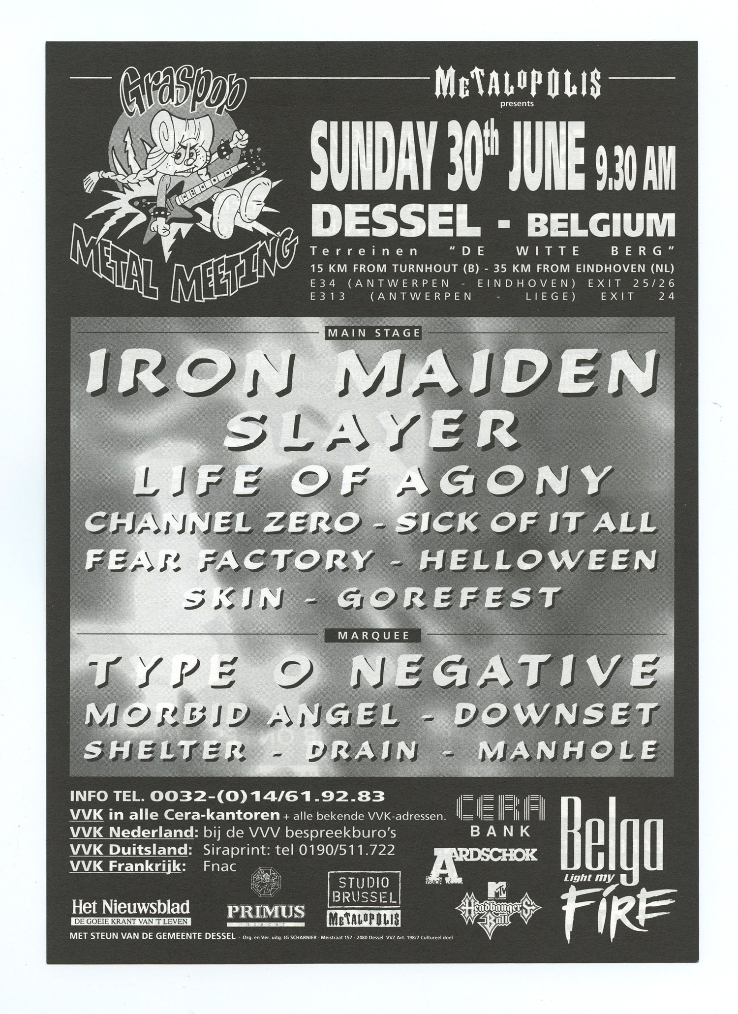 Iron Maiden Flyer 1996 Jun 20 Dessel Belgium