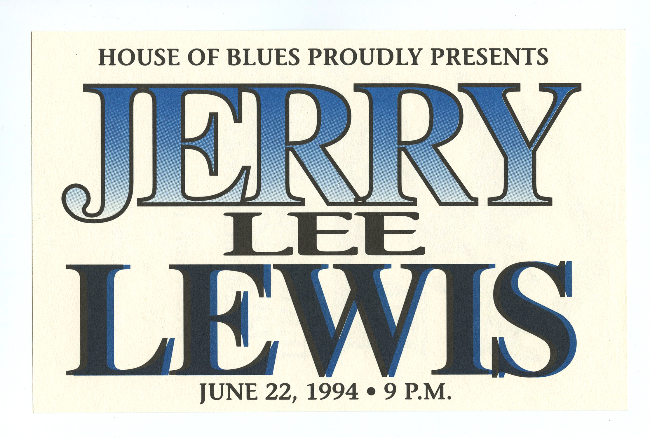 Jerry Lee Lewis Handbill 1994 Jun 22 House of Blues New Orleans 2 sided