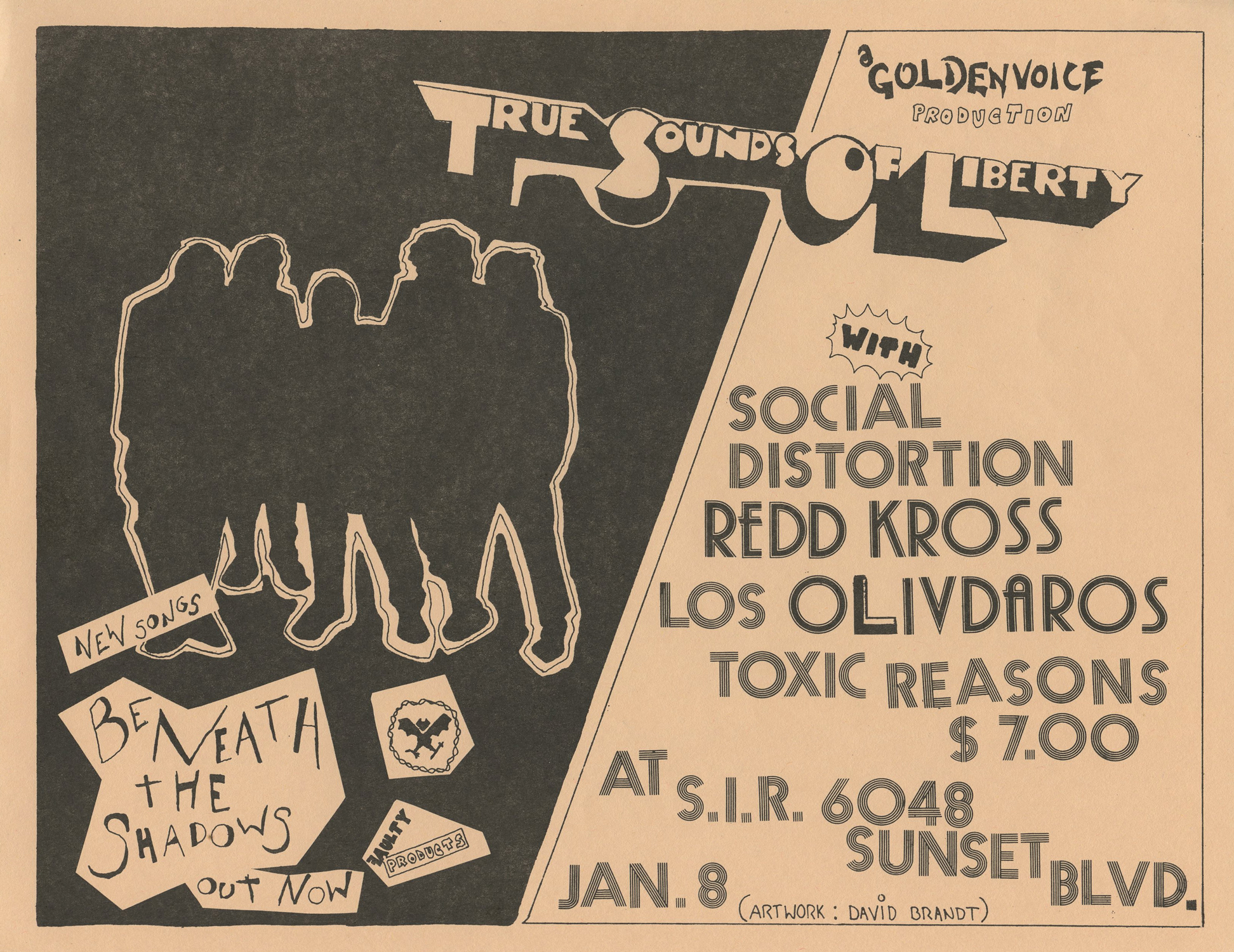 Social Distortion True Sound Of Liberty Handbill 1983 Jan 8 Los Angeles