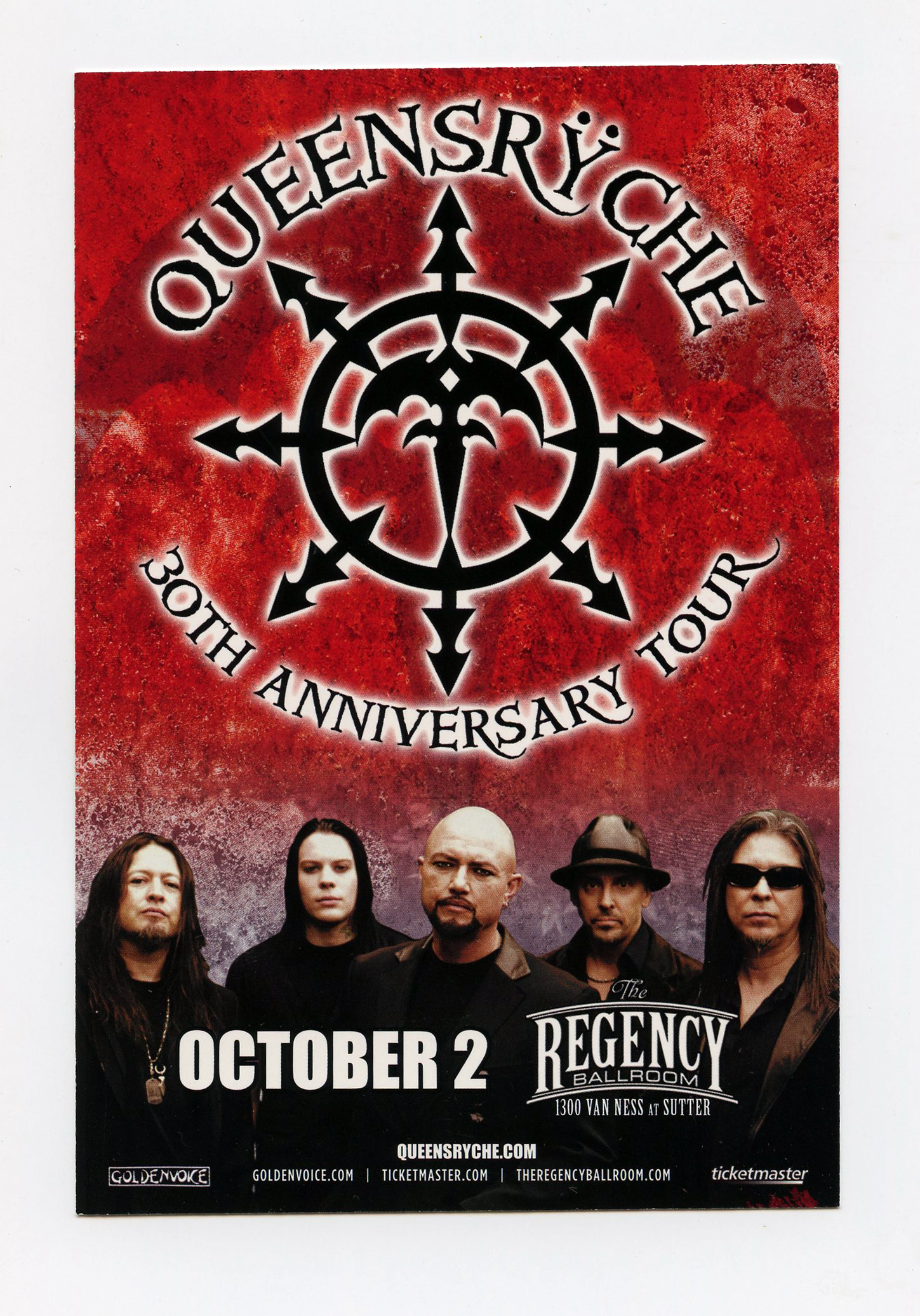 Queensryche Handbill 30th Anniversary Tour 2011 Oct 2 Regency Ballroom 2 sided