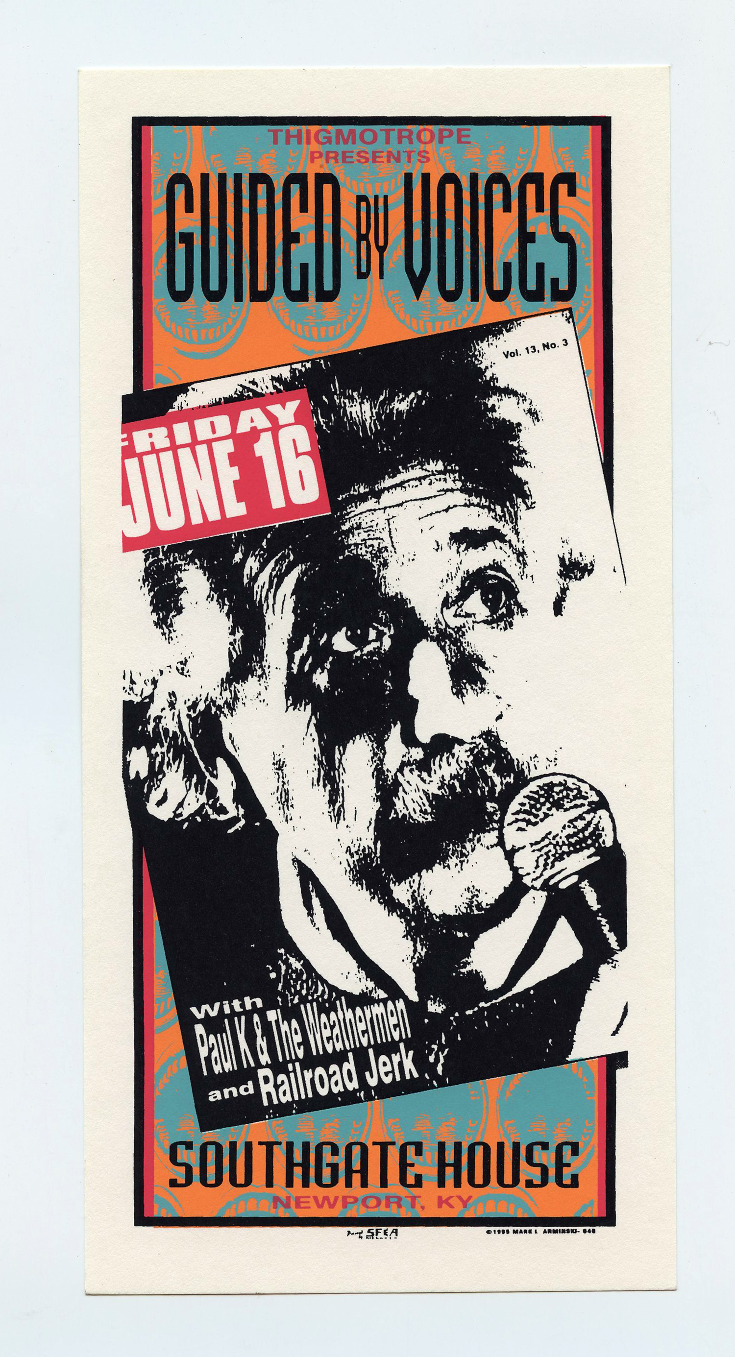 Guided by Voices Handbill Southgate House KY 1995 Jun 16 Mark Arminski