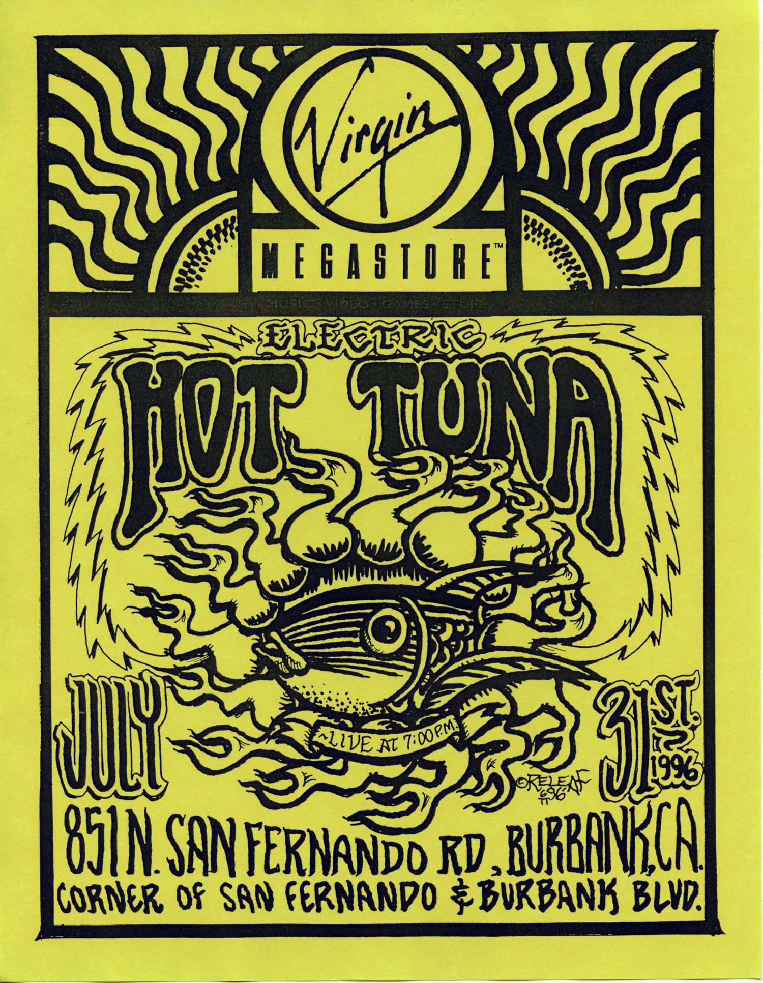 Hot Tuna Handbill 1996 July 31 Virgin Megastore Burbank