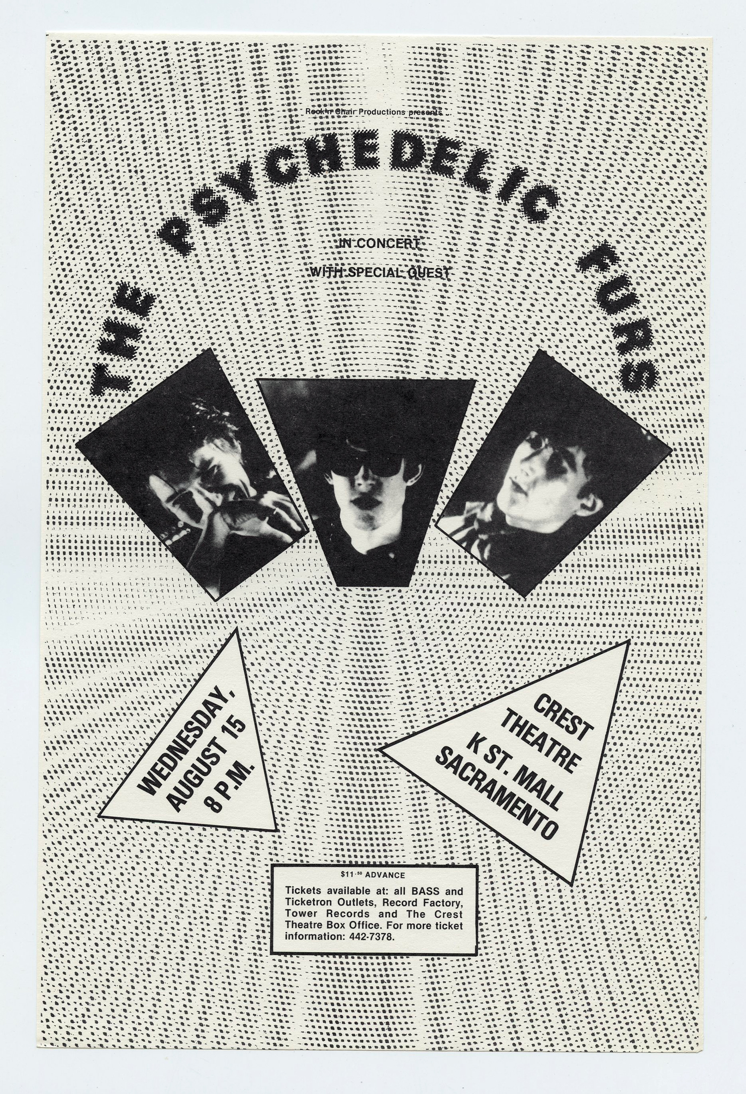 The Psychedelic Furs Handbill 1985 Aug 15 Crest Theatre Sacramento