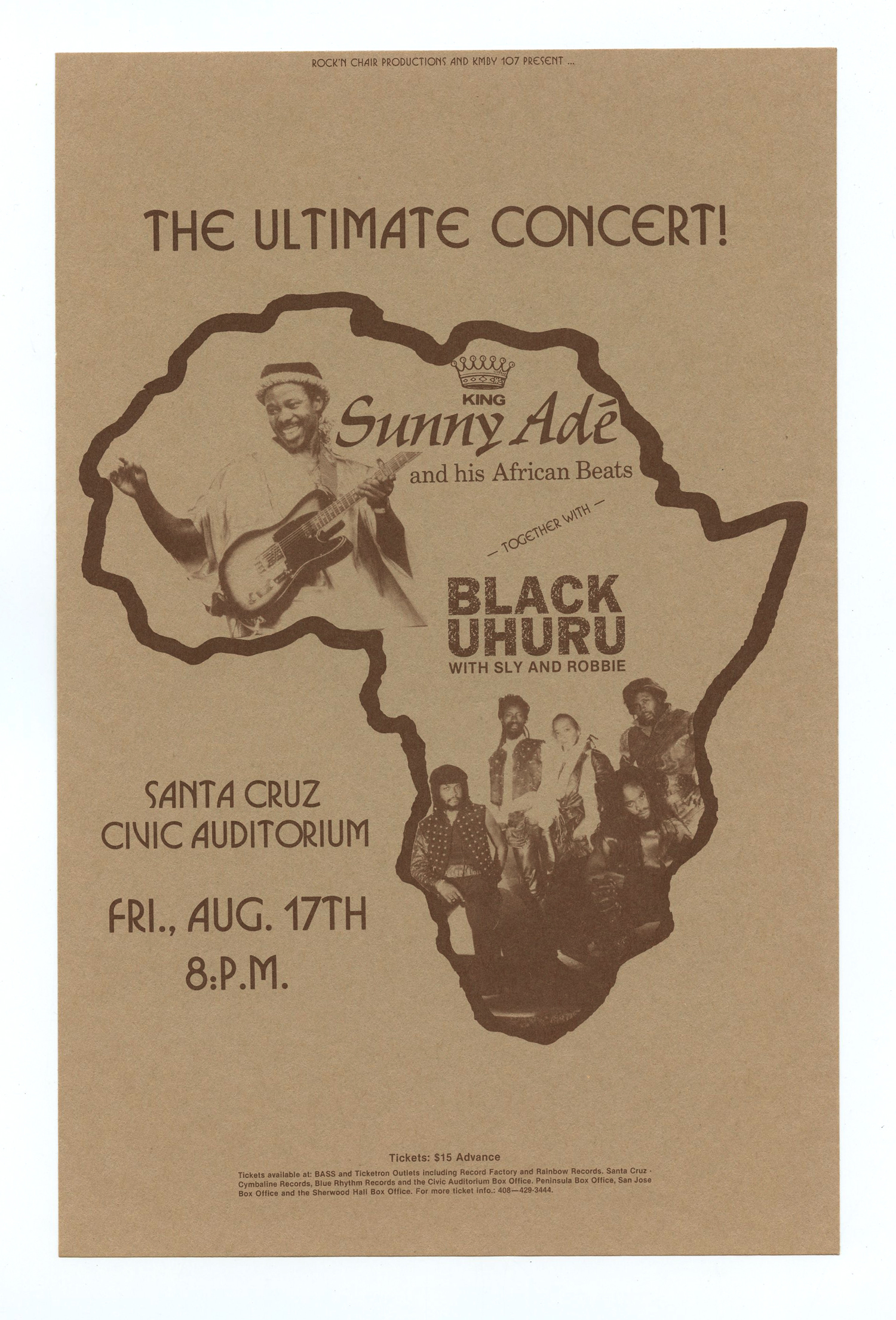 King Sunny Ade Handbill 1985 Aug 17 Santa Cruz Civic Auditorium 