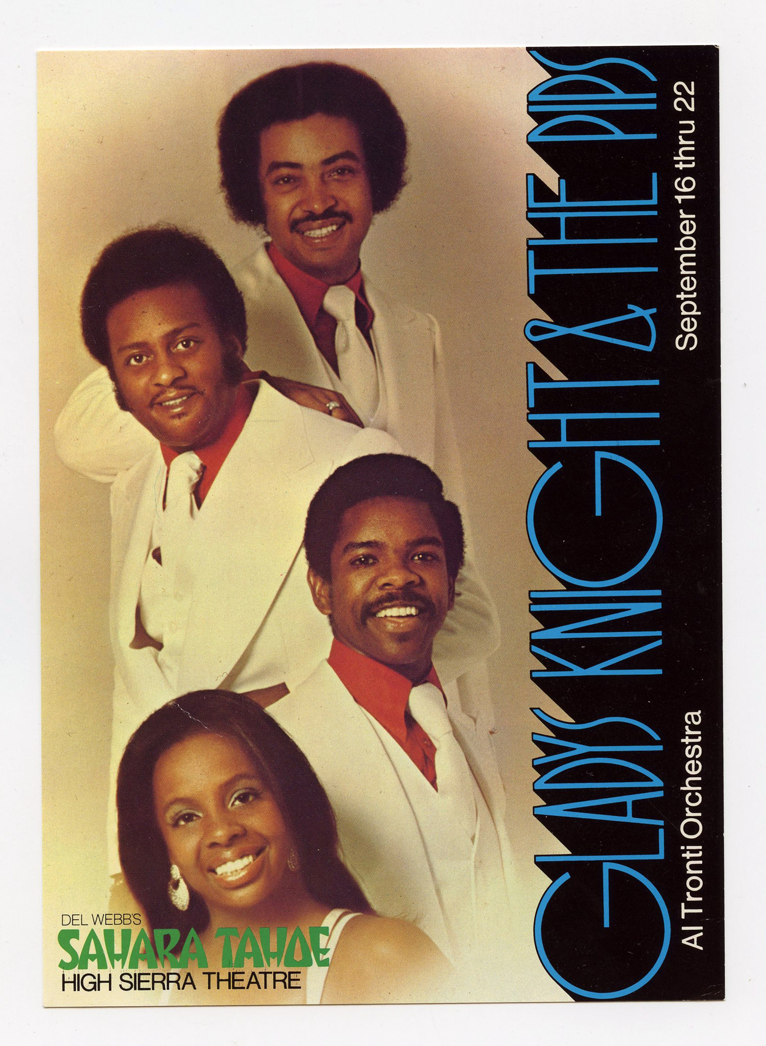 Gladys Knight and The Pips 1976 May 22 Sahara Tahoe postcard