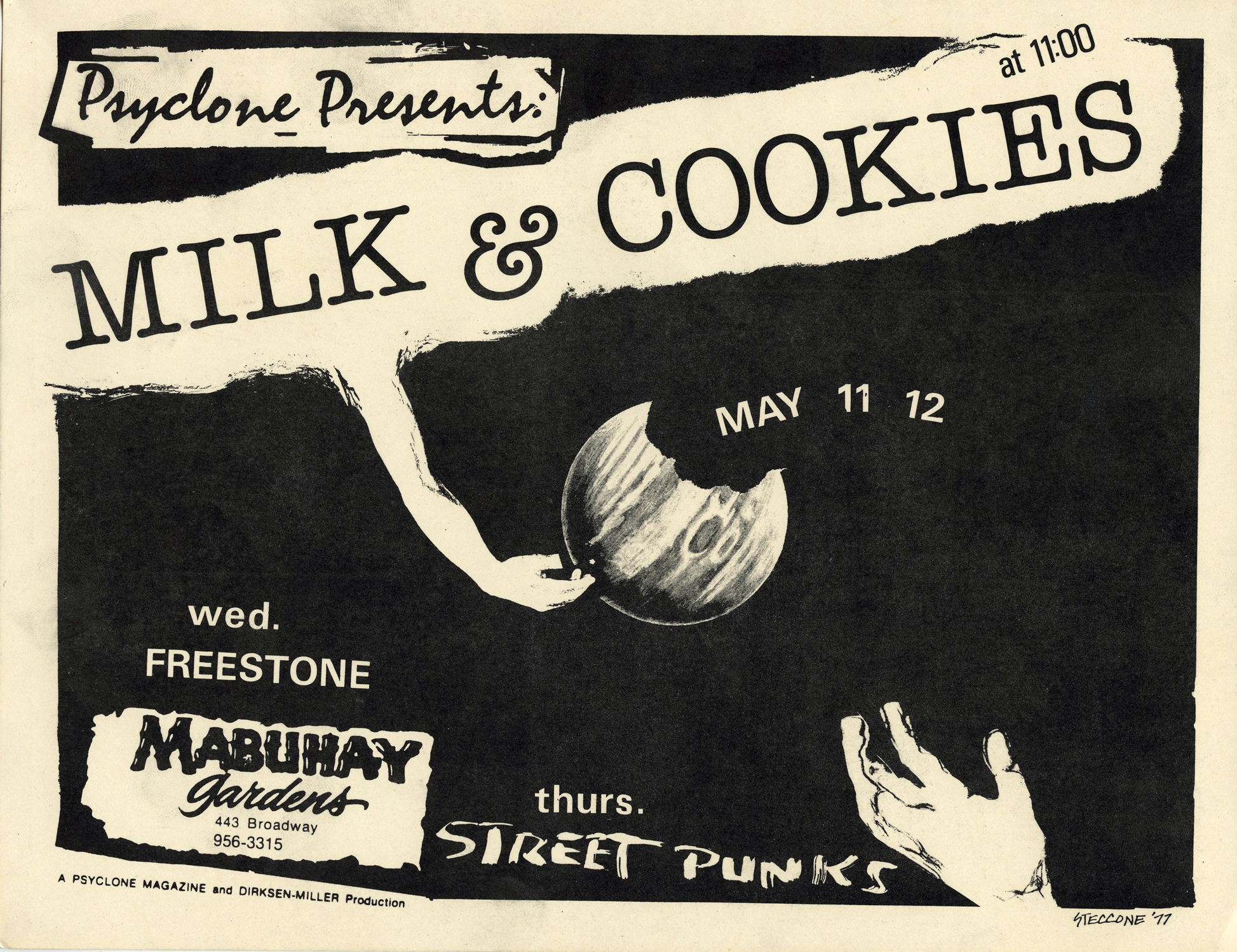 Mabuhay Gardens Handbill 1977 May 11 Milk & Cookies