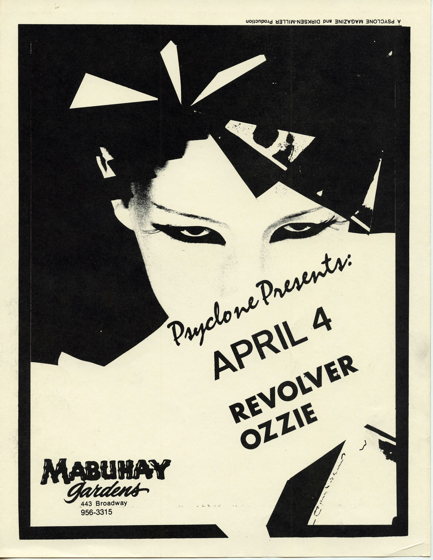 Mabuhay Gardens Handbill 1977 Apr 4 Revolver Ozzie