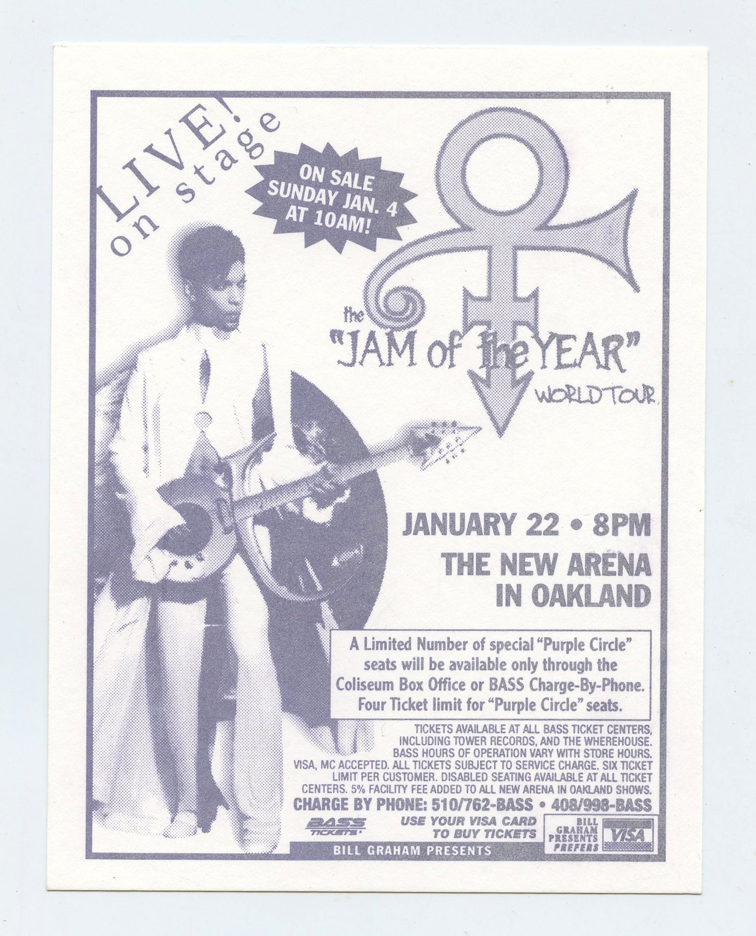 Prince Handbill Jam of the Year Tour 1998 Jan 22 The New Arena Oakland