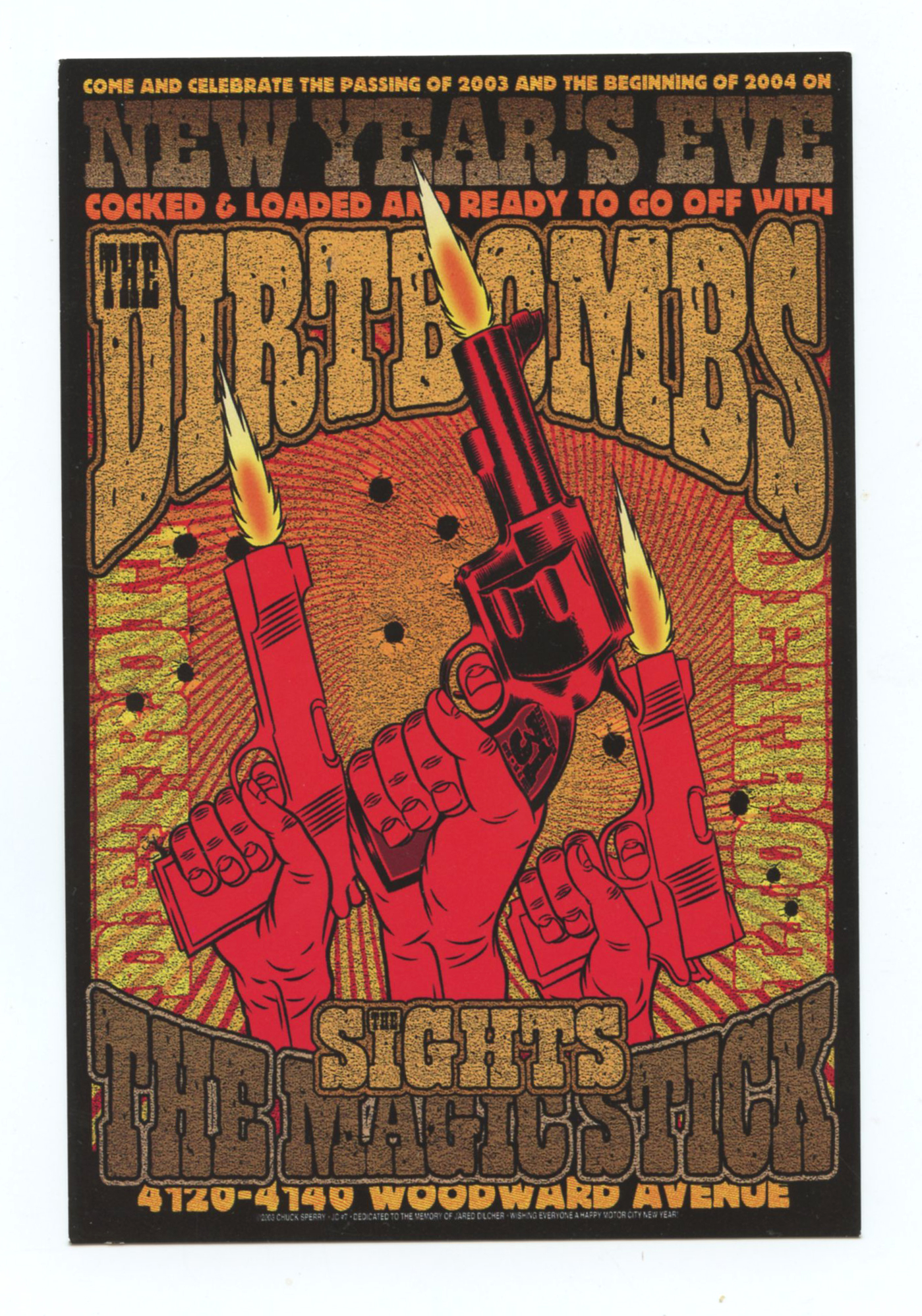 The Dirtbombs Handbill 2003 Dec 31 New Year's Eve with The Sights Chuck Sperry