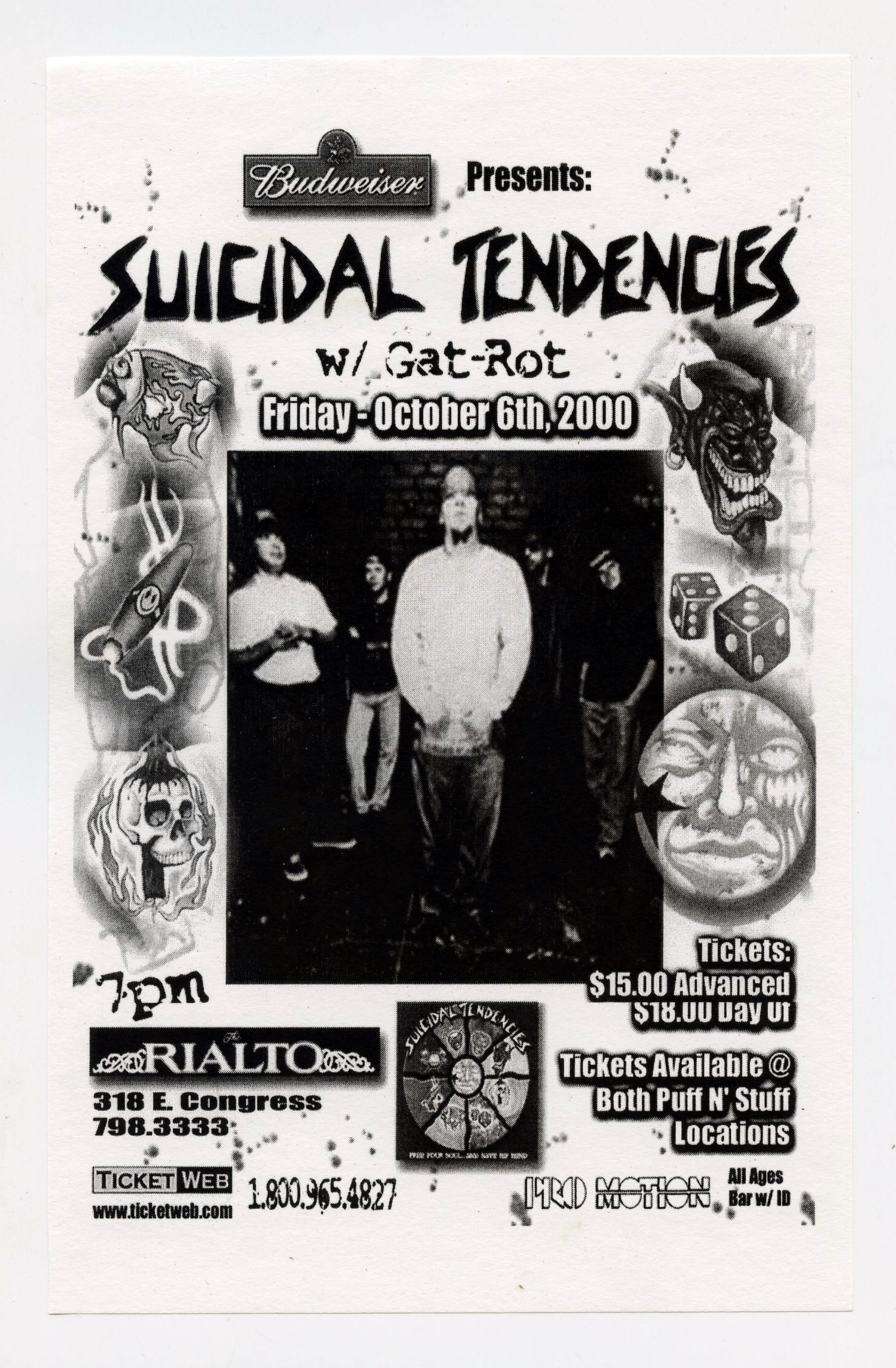 Suicidal Tendencies Handbill 2000 Oct 6 Rialto Tucson AZ