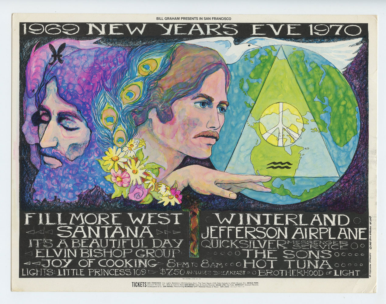 BG 209 Postcard Mailed Jefferson Airplane Santana 1969 Dec 31