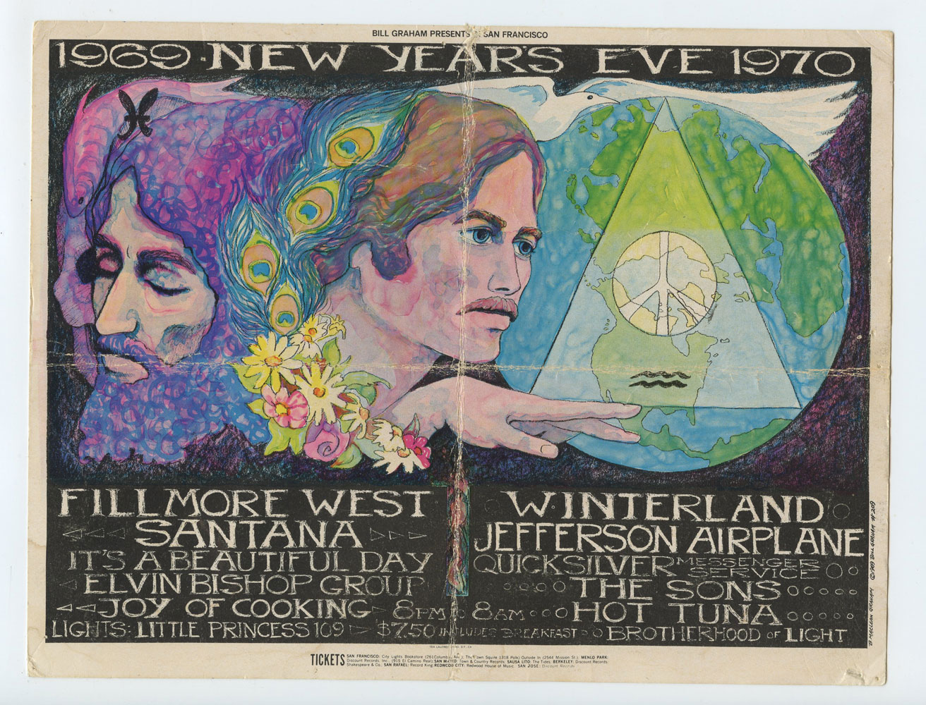 BG 209 Postcard Mailed Jefferson Airplane Santana 1969 Dec 31