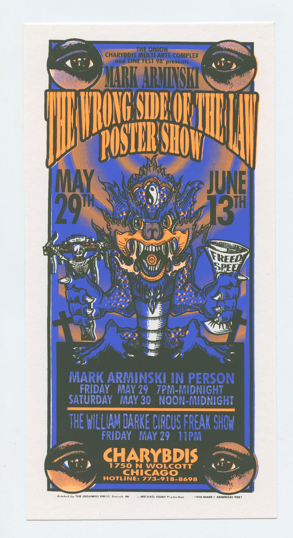 Mark Arminski Handbill Wrong Side Law Poster Show 1986