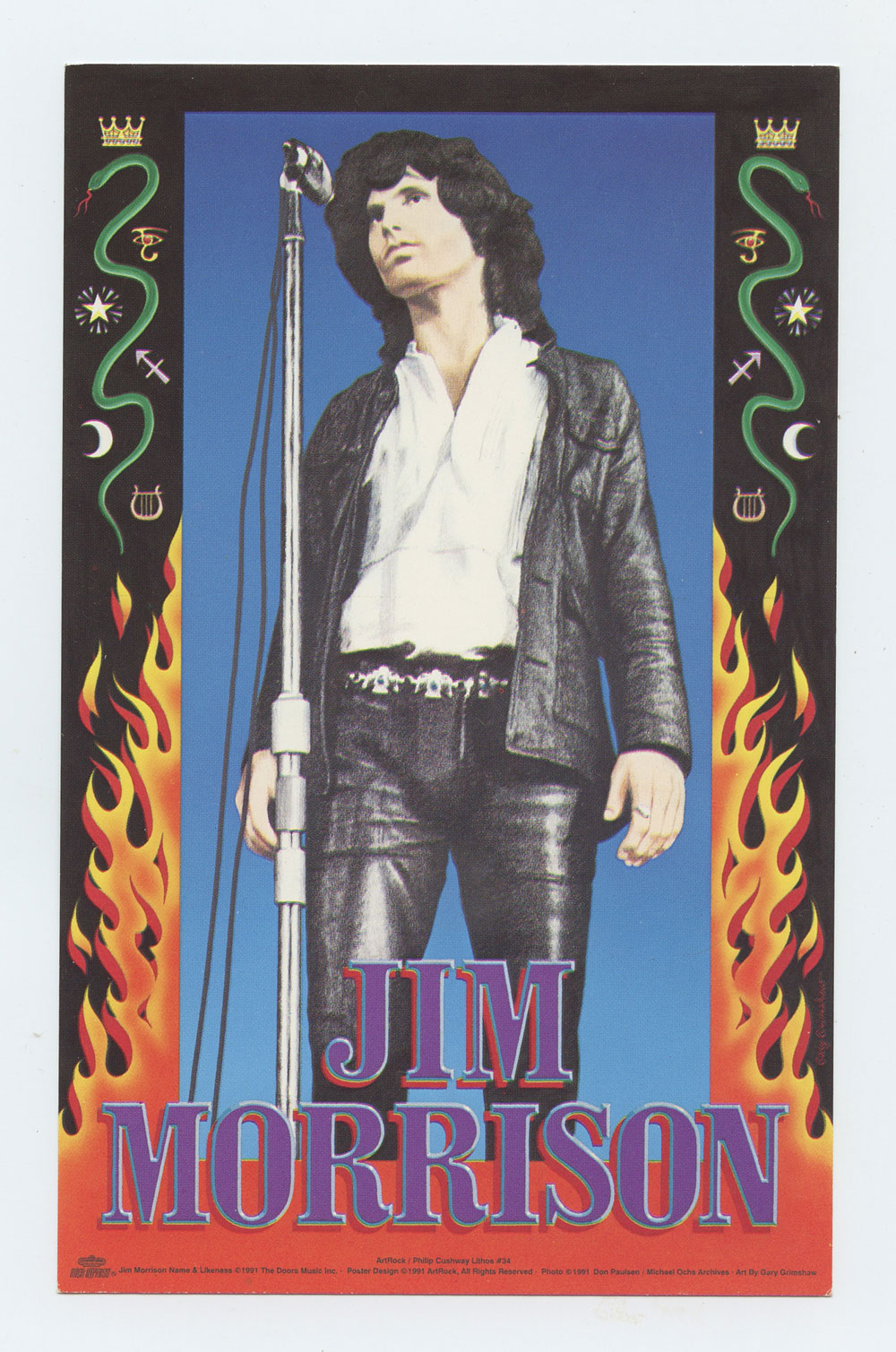 Jim Morrison Postcard ArtRock 1991 Printing