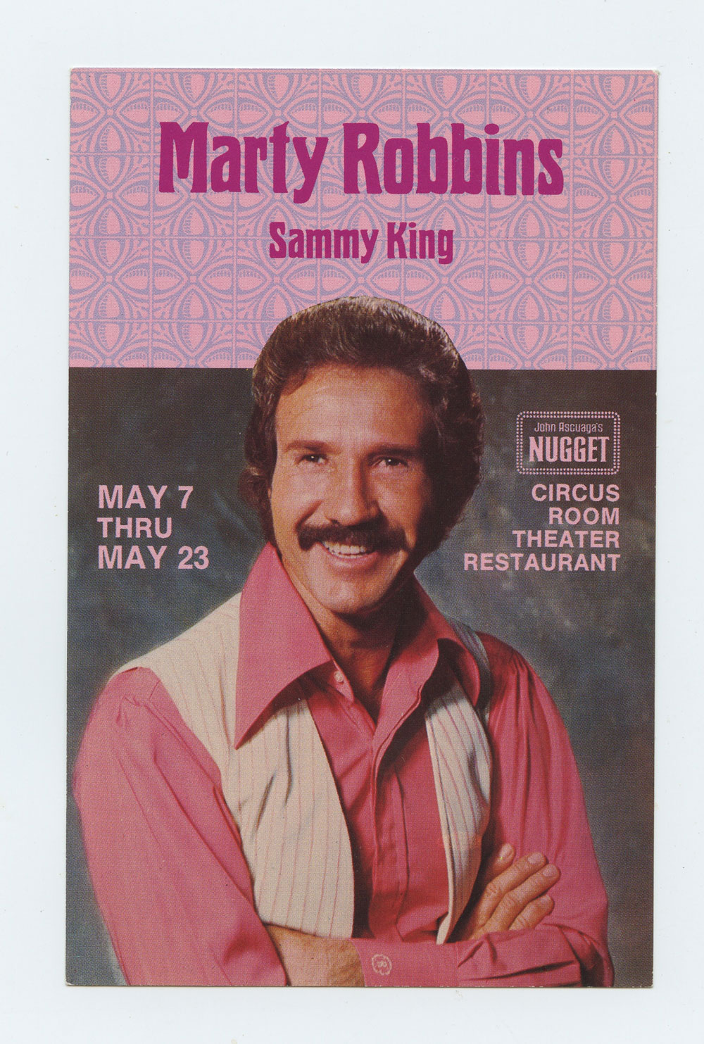 Marty Robbins Postcard Nuggets Reno circa 1970s