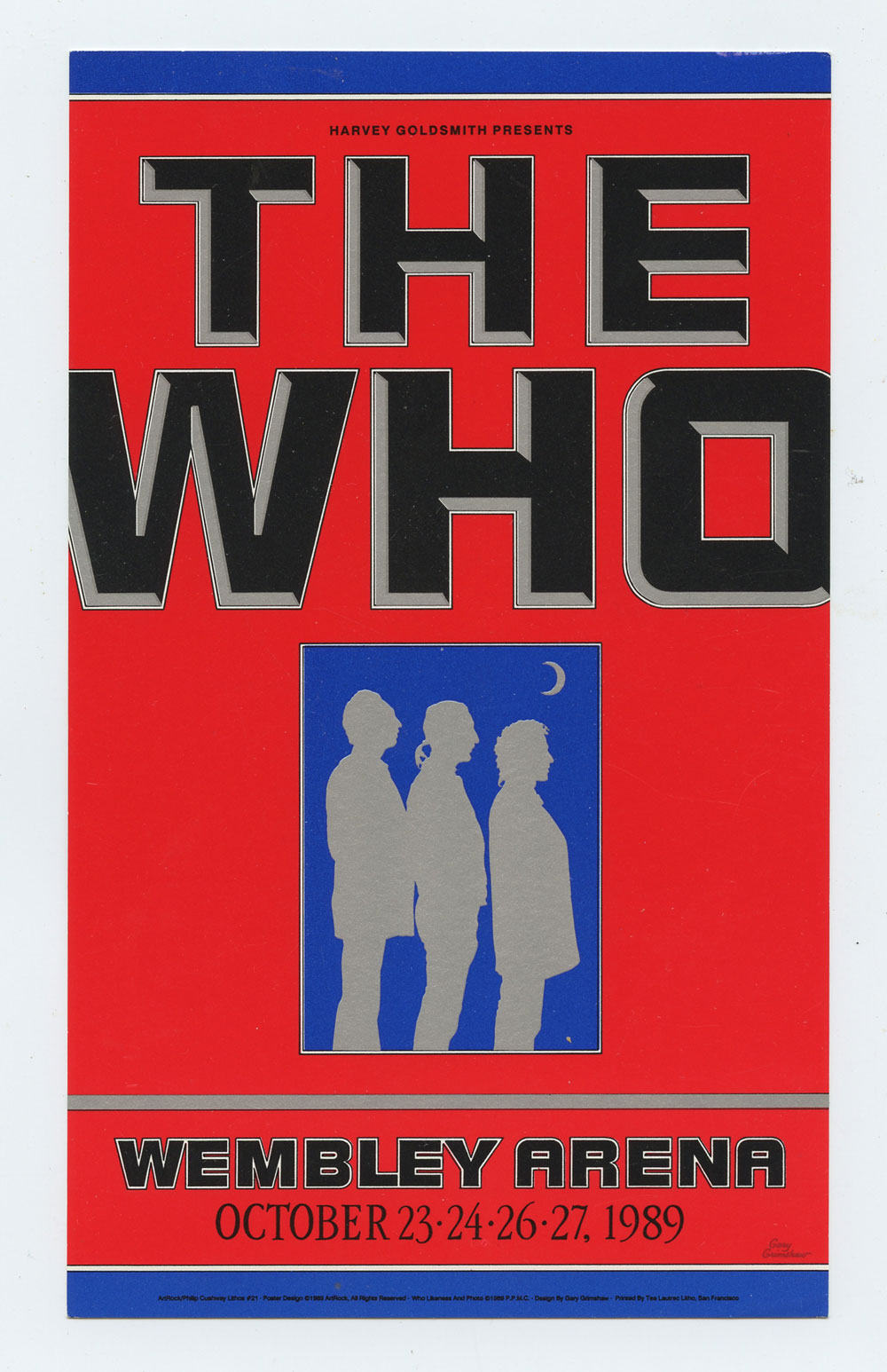 The Who Postcard 1989 Oct 23 Wembley Arena London Gary Grimshaw