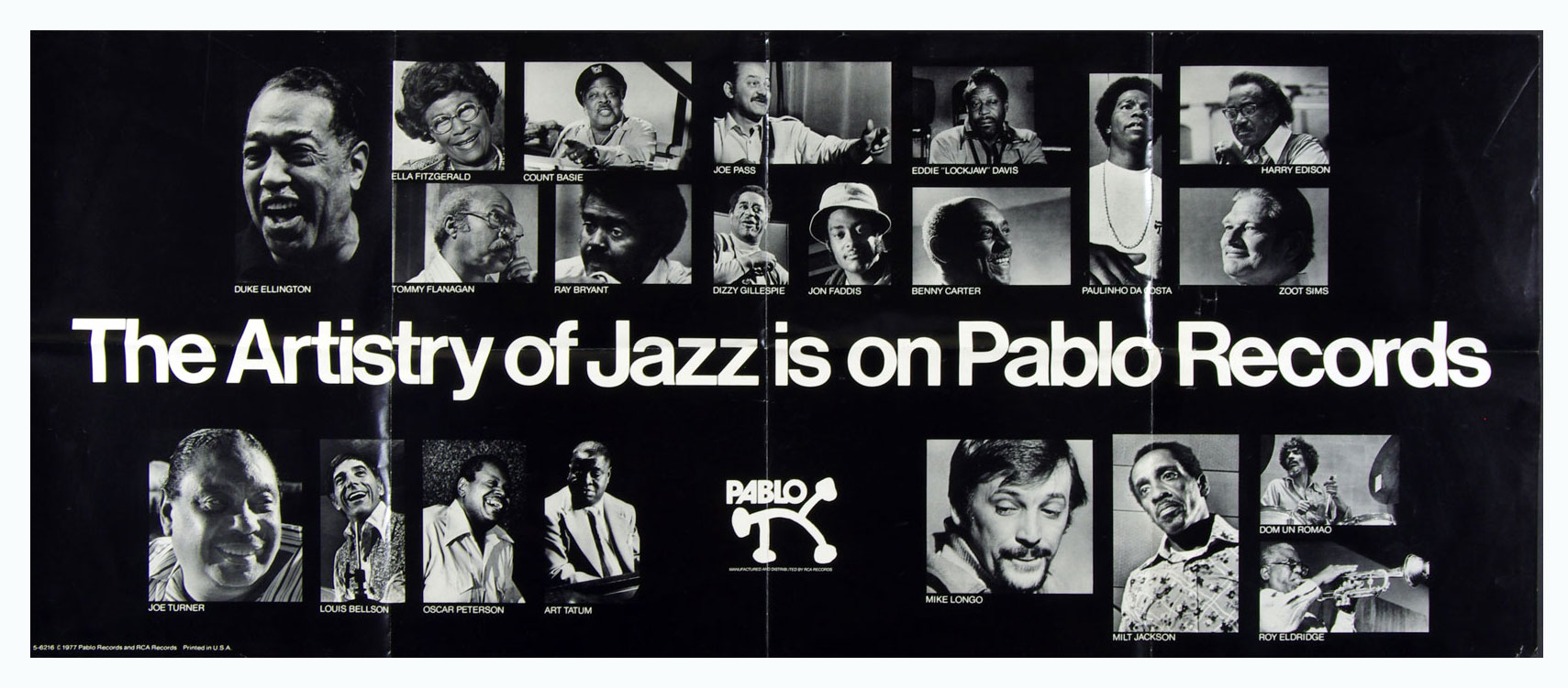 Pablo Records Poster 21 Legendary Jazz Artists Albums Sale Promotion 1977 