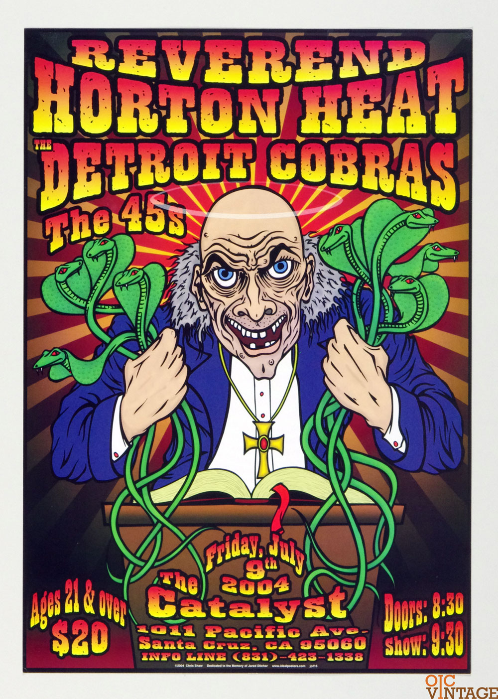 Reverend Horton Heat w/ Detroit Cobras Poster 2004 Jul 9 The Catalyst Santa Cruz