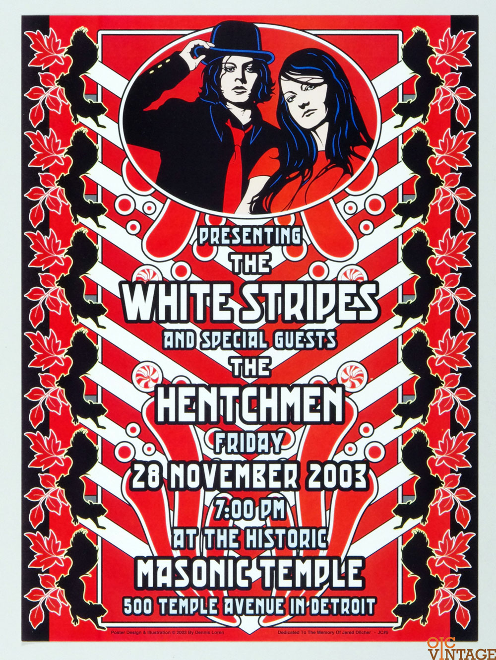 White Stripes Poster 2003 Nov 28 Masonic Detroit Donna Loren