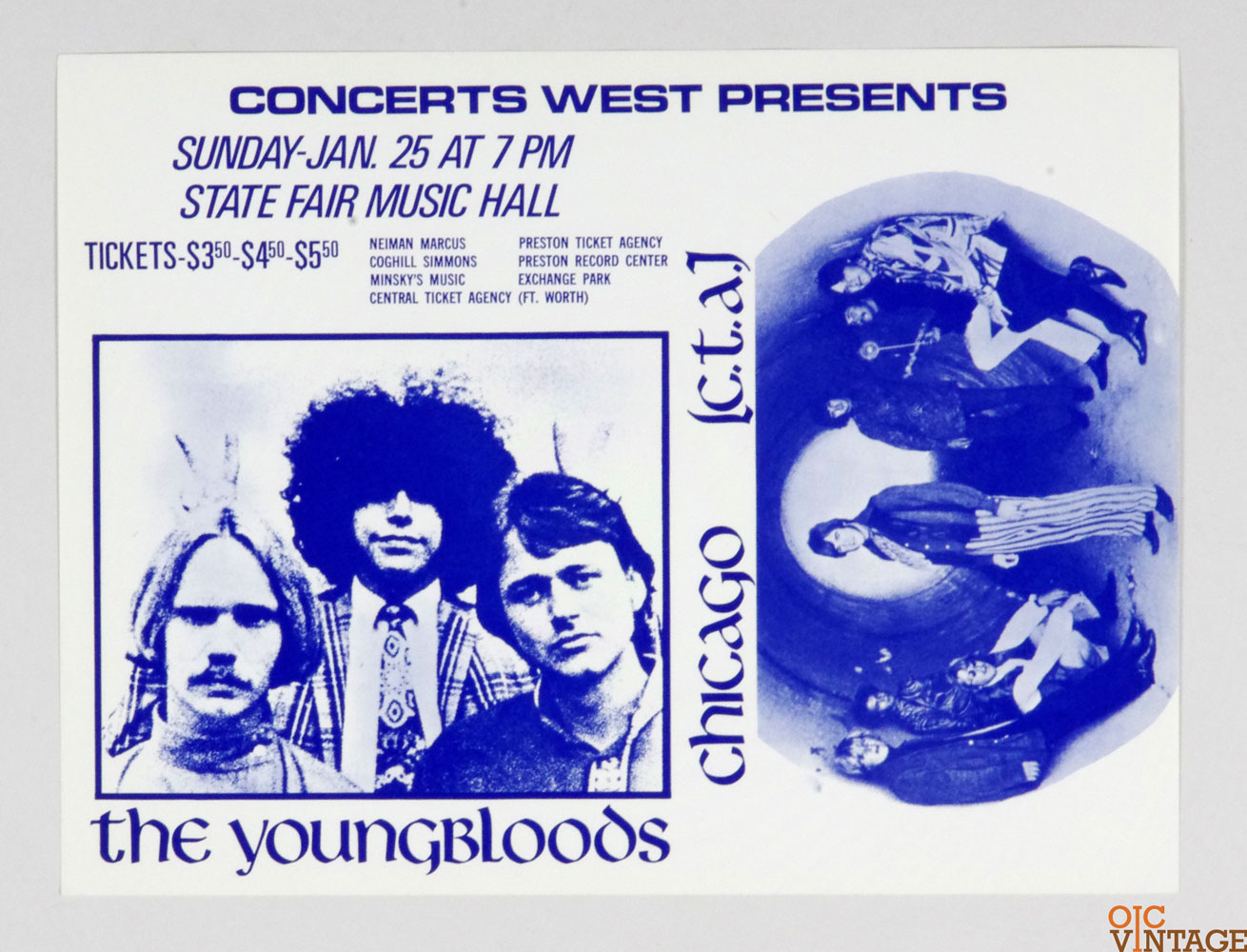 Youngbloods Chicago Handbill 1970 Jan 25 State Fair Music Hall Dallas TX