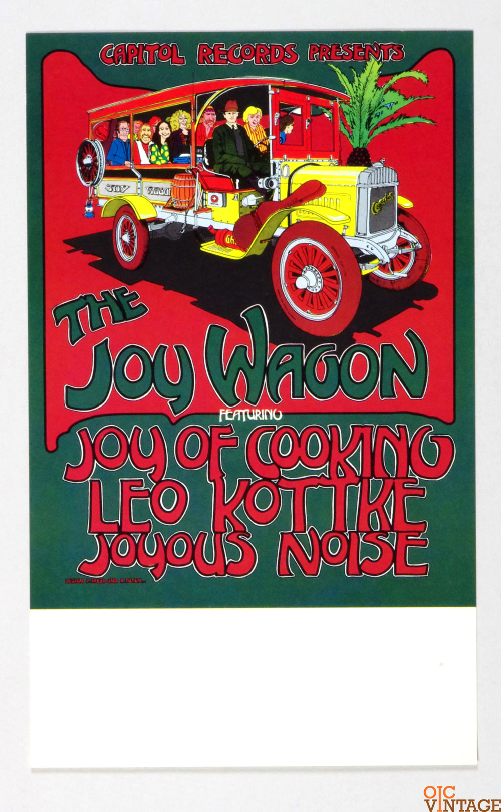 Joy of Cooking Poster 1971 Joy Wagon Tour w/ Leo Kottke