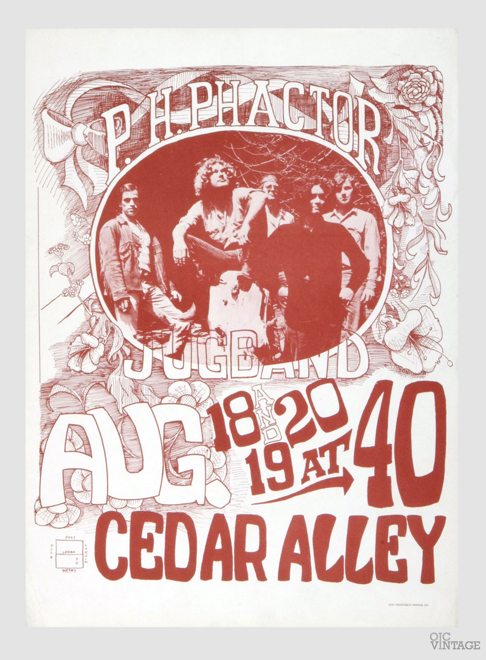 P.H. Phactor Poster w/ Jug Band 1967 Cedar Alley AOR2.246 Paul Basset