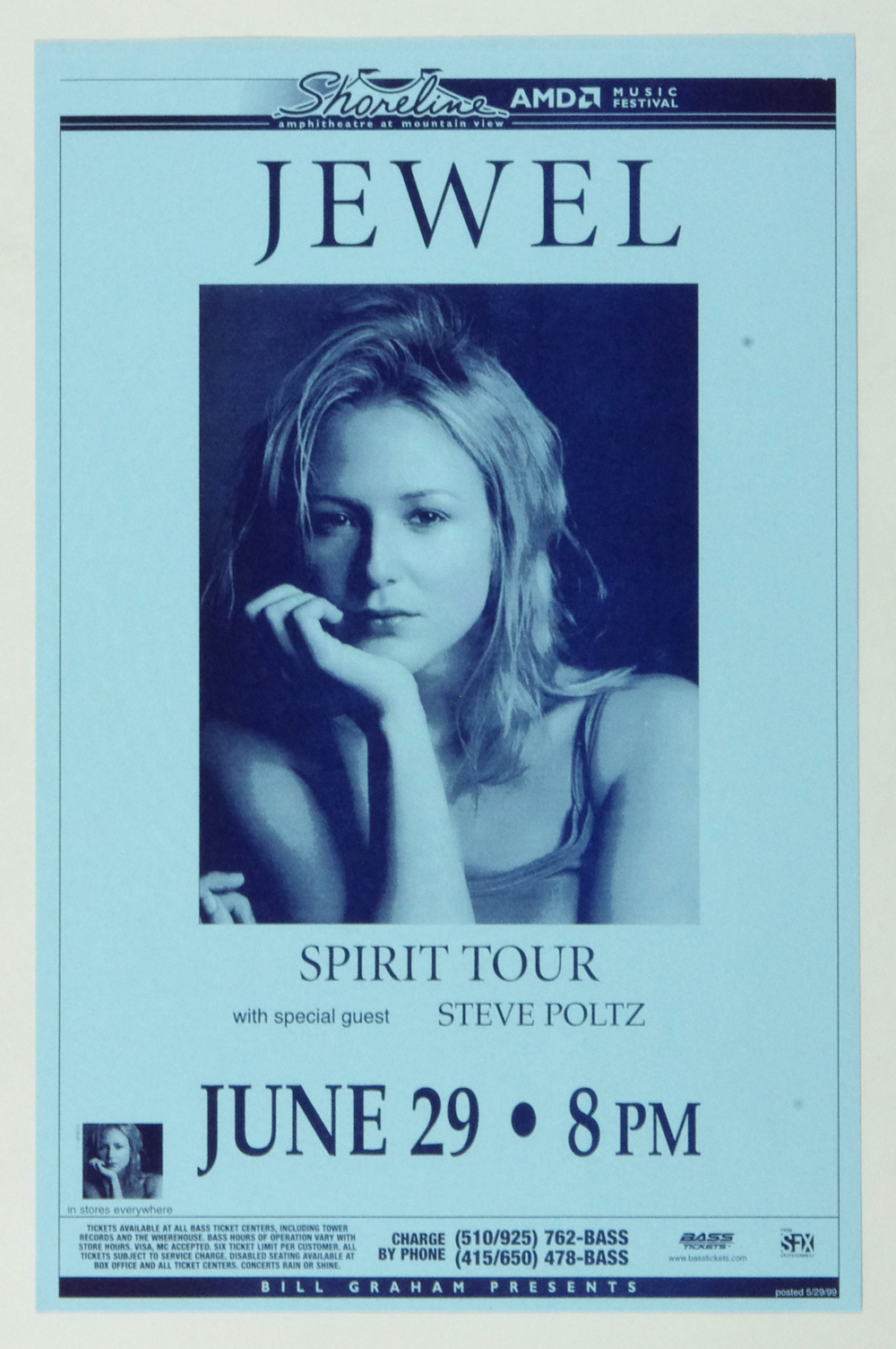 Jewel Steve Poltz Poster Spirit Tour 1999 Jun 29 Shoreline Amphitheatre