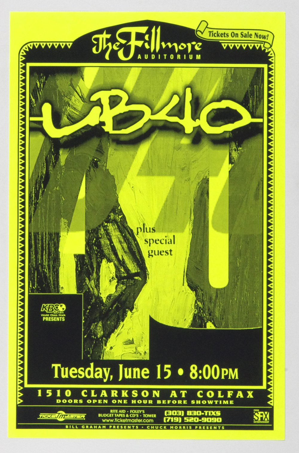 UB40 Poster 1999 Jun 15 Fillmore Auditorium Denver