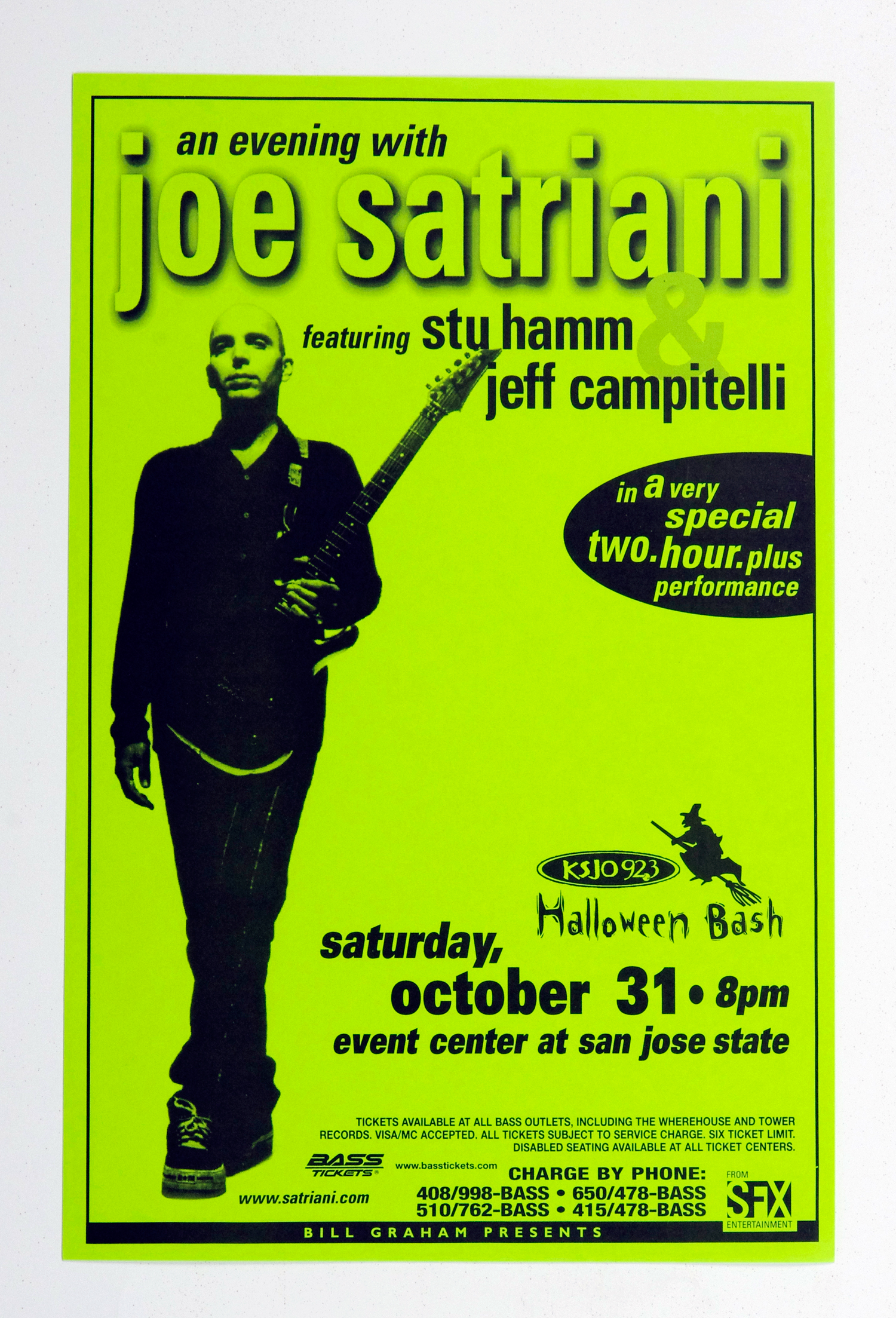 Joe Satrinani Poster 1998 Oct 31 Halloween Bash San Jose State