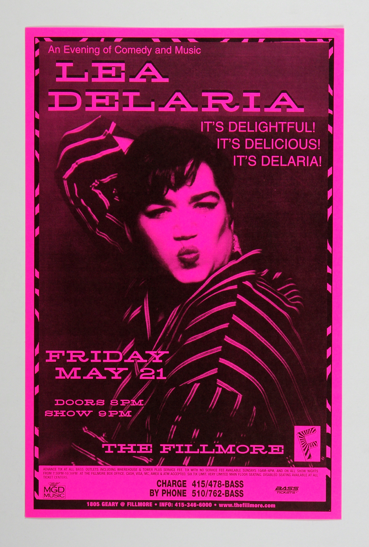 Lea Delaria Poster 1999 May 21 The Fillmore San Francisco  