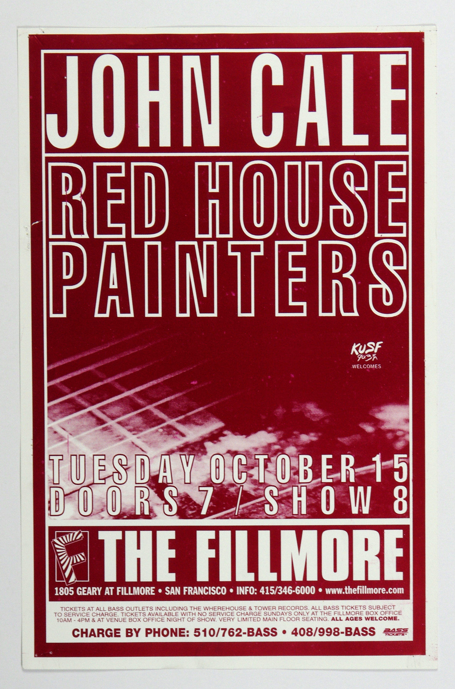 John Cale Poster 1996 Oct 15 The Fillmore San Francisco