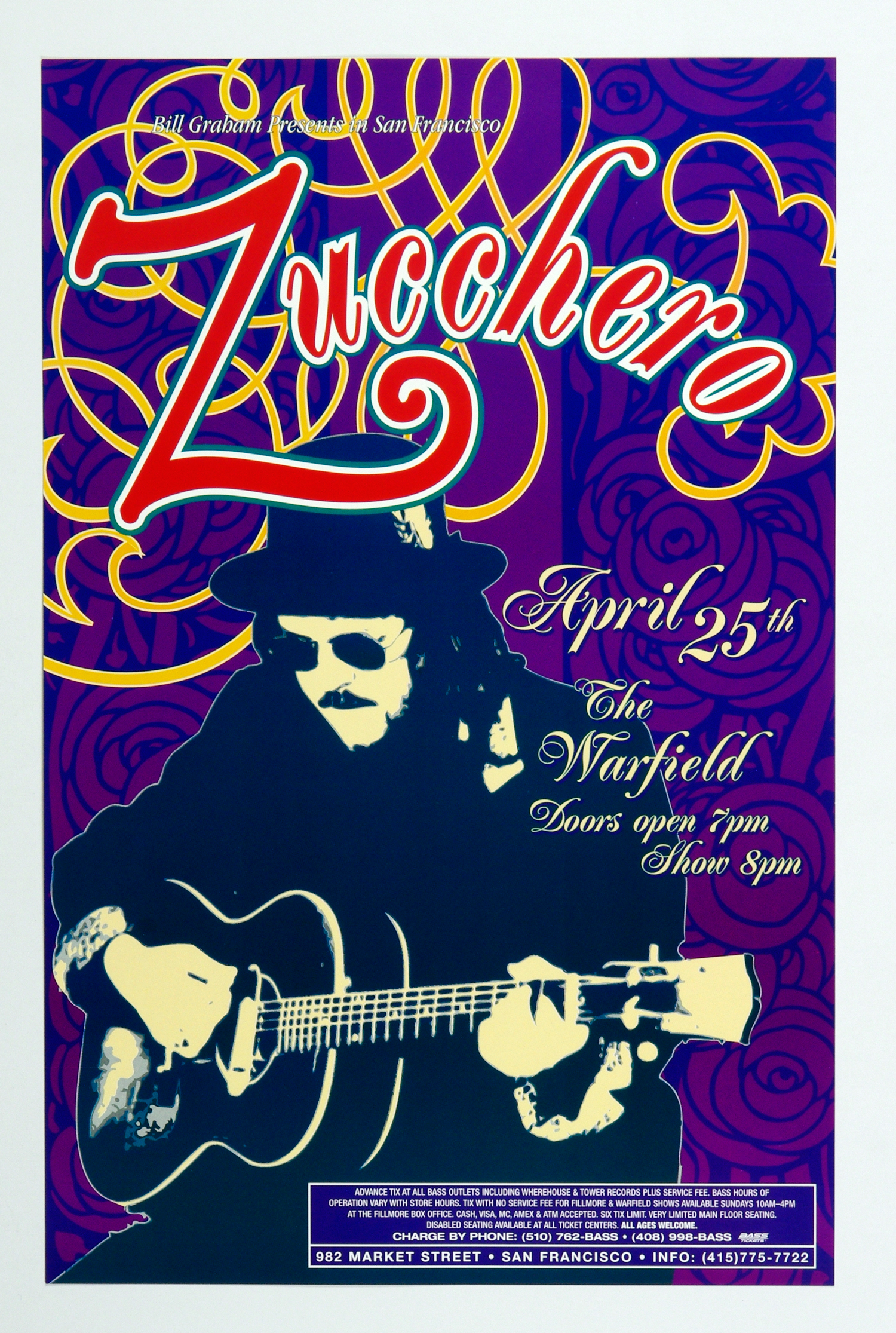 Zucchero Poster 1997 Apr 25 The Wafield Theatre San Francisco