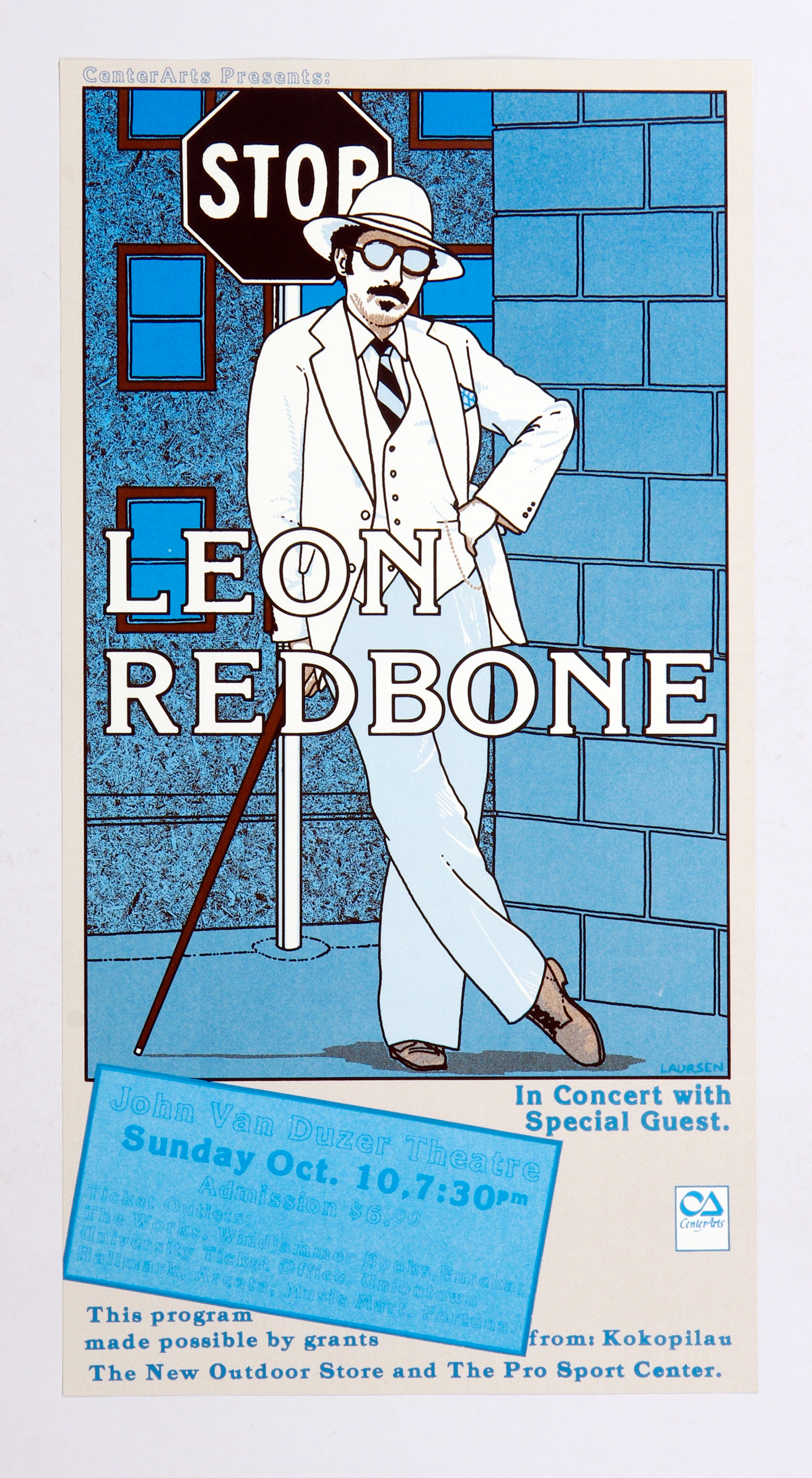 Leon Redbone Poster 1982 Oct 20 John Van Duzer Theatre Humboldt State