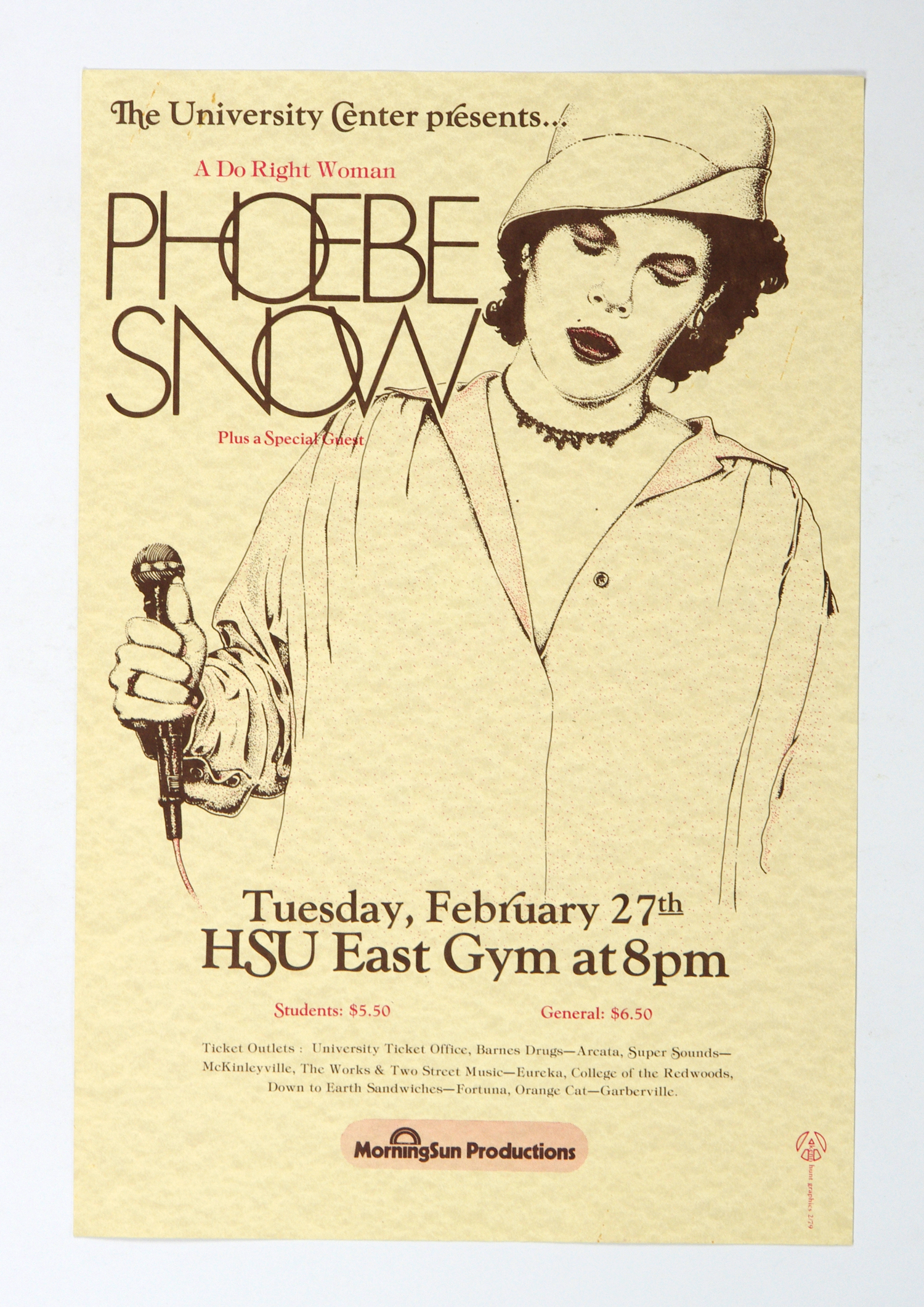 Phoebee Snow Poster 1979 Feb 27 Humboldt State East Gym CA 