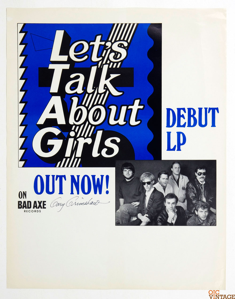 Let's Talk About Girls Poster 1986 Debut LP Promotion Gary Grimshaw Signed