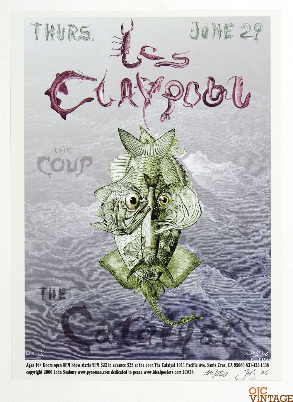 Les Claypool The Coup Poster 2006 Jun 29 The Catalyst Santa Cruz John Seabury signed numbered