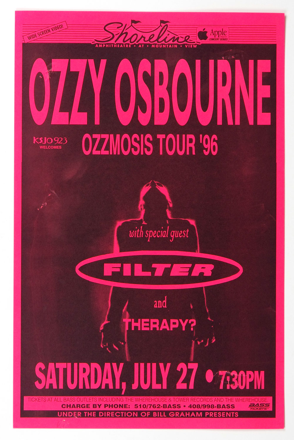 Ozzy Osbourne OzzFest 1996 Poster Shoreline Amphitheatre  