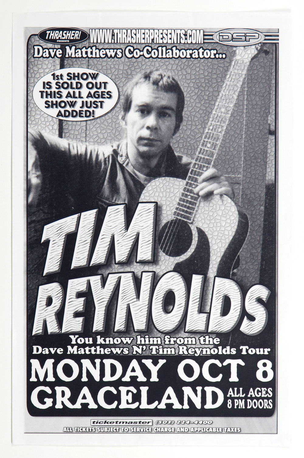 Tim Reynolds Poster 2001 Oct 8 Graceland Seattle