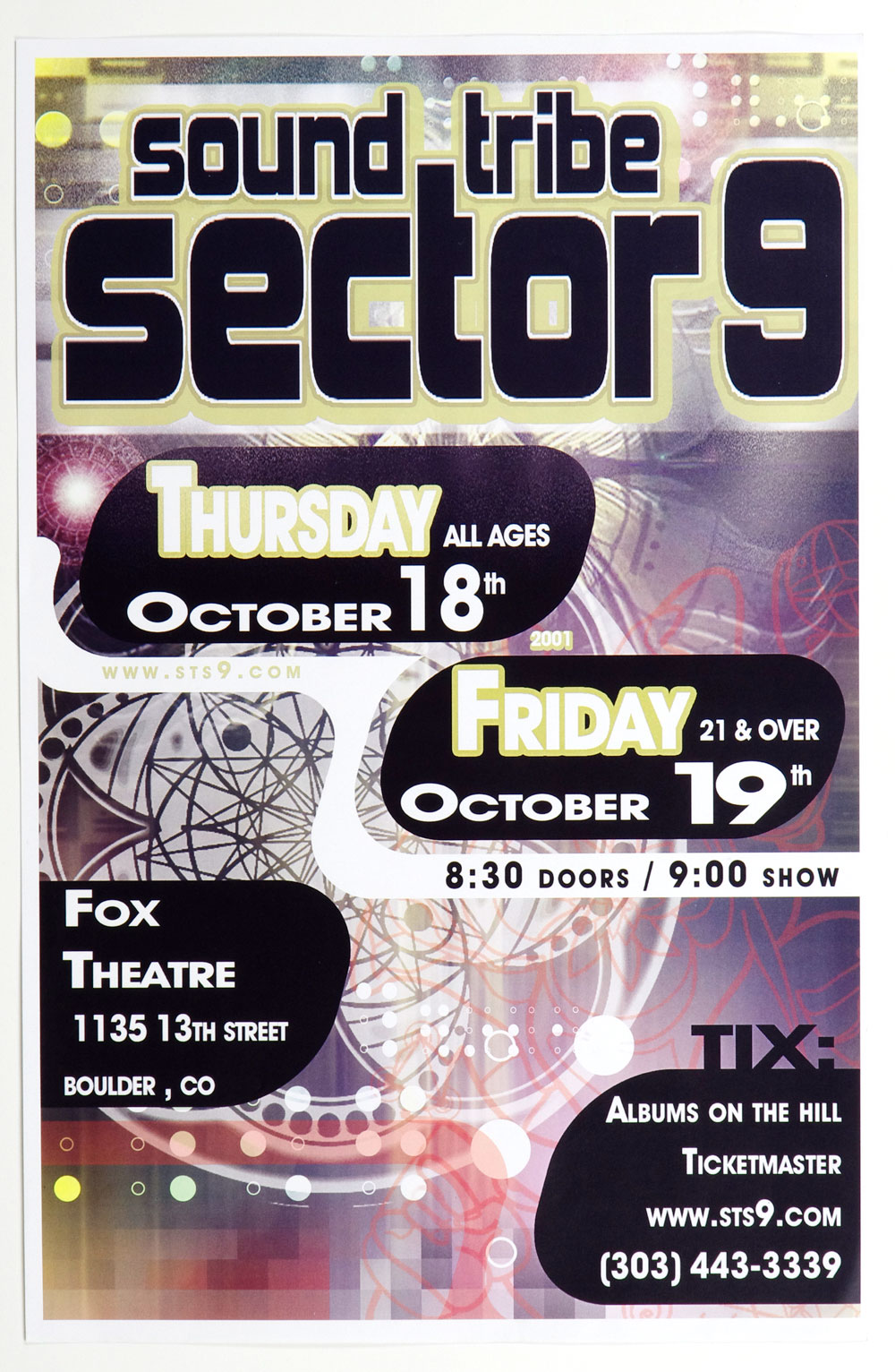 Sound Tribe Sector 9 Poster 2001 Oct 18 Fox Theatre Boulder 