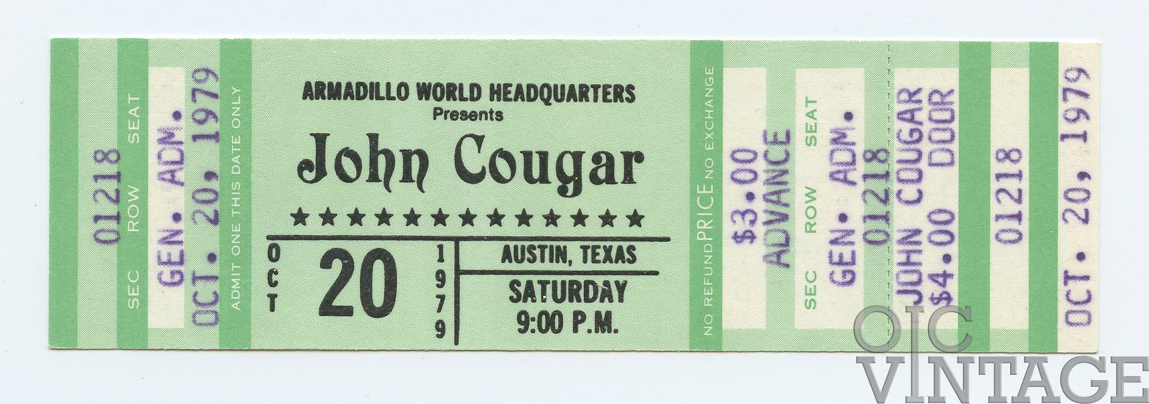 John Cougar Ticket Vintage 1979 Oct 20 Austin TX 